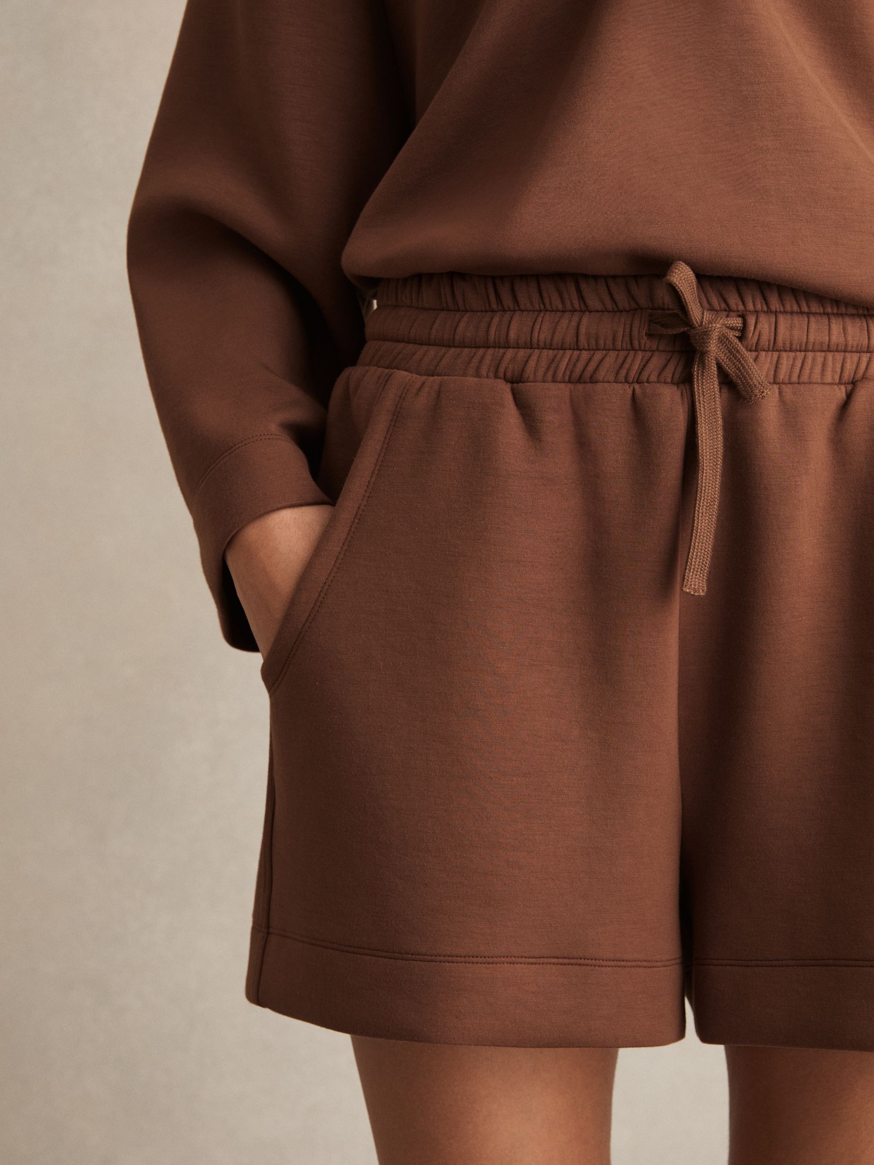 Modal-Blend Interlock Jersey Shorts in Toffee Brown - image 4