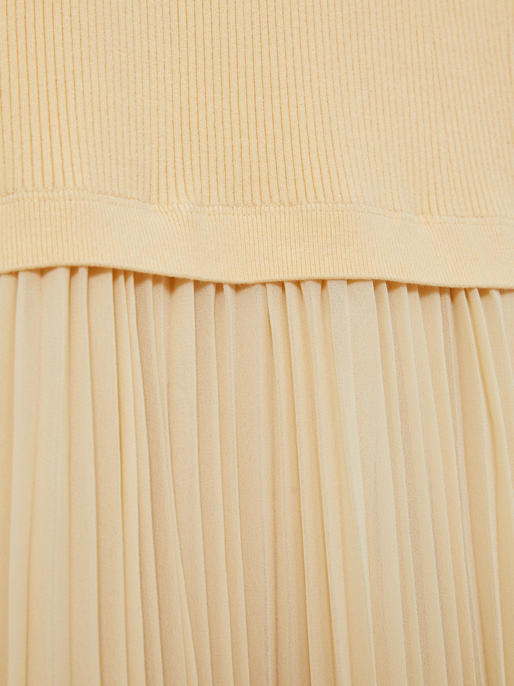 Pleated Skirt Ribbed Midi Dress in Yellow - Image 5 of 5