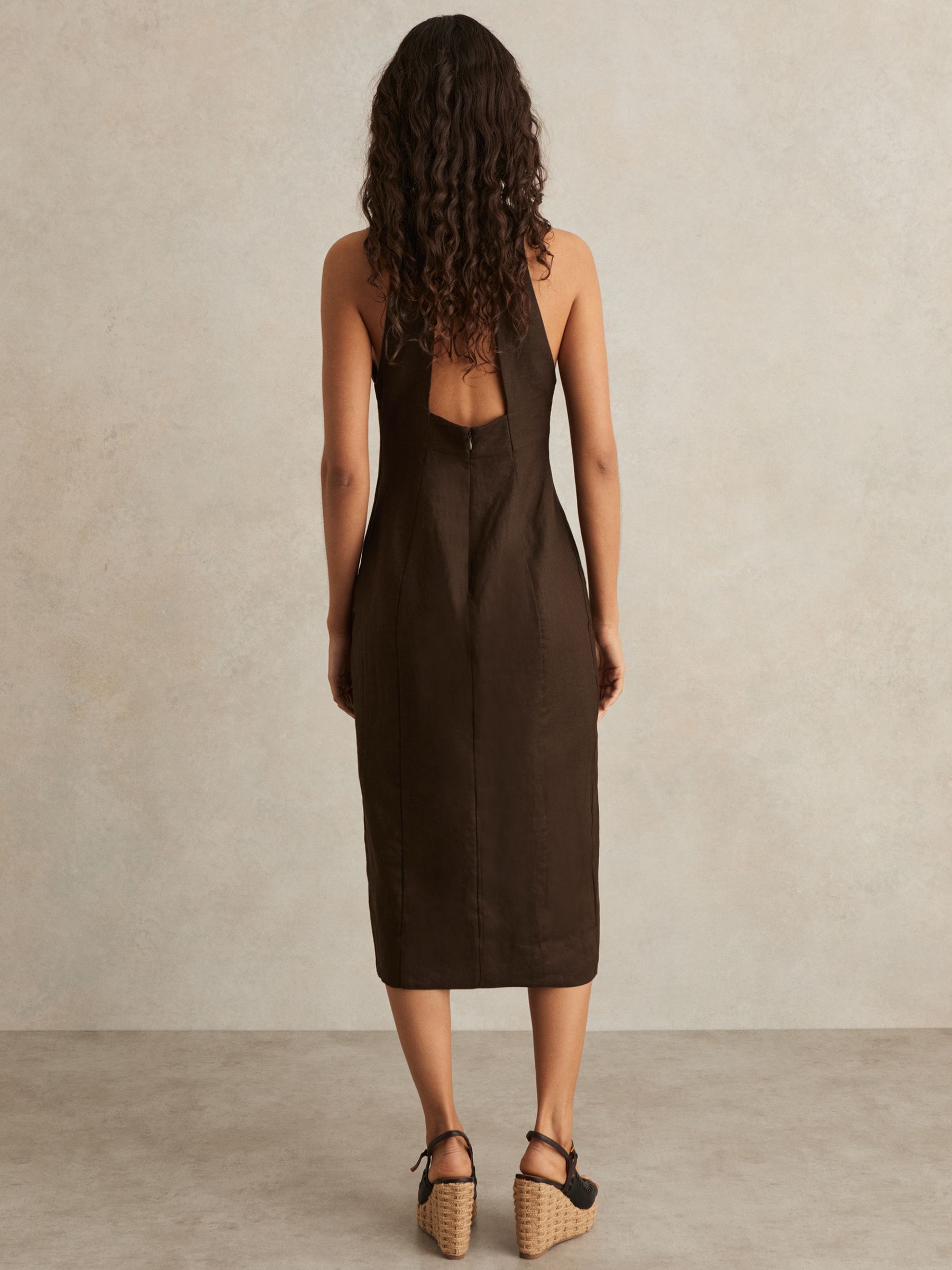 Lattice-Front Midi Dress in Chocolate Brown - Image 5 of 6