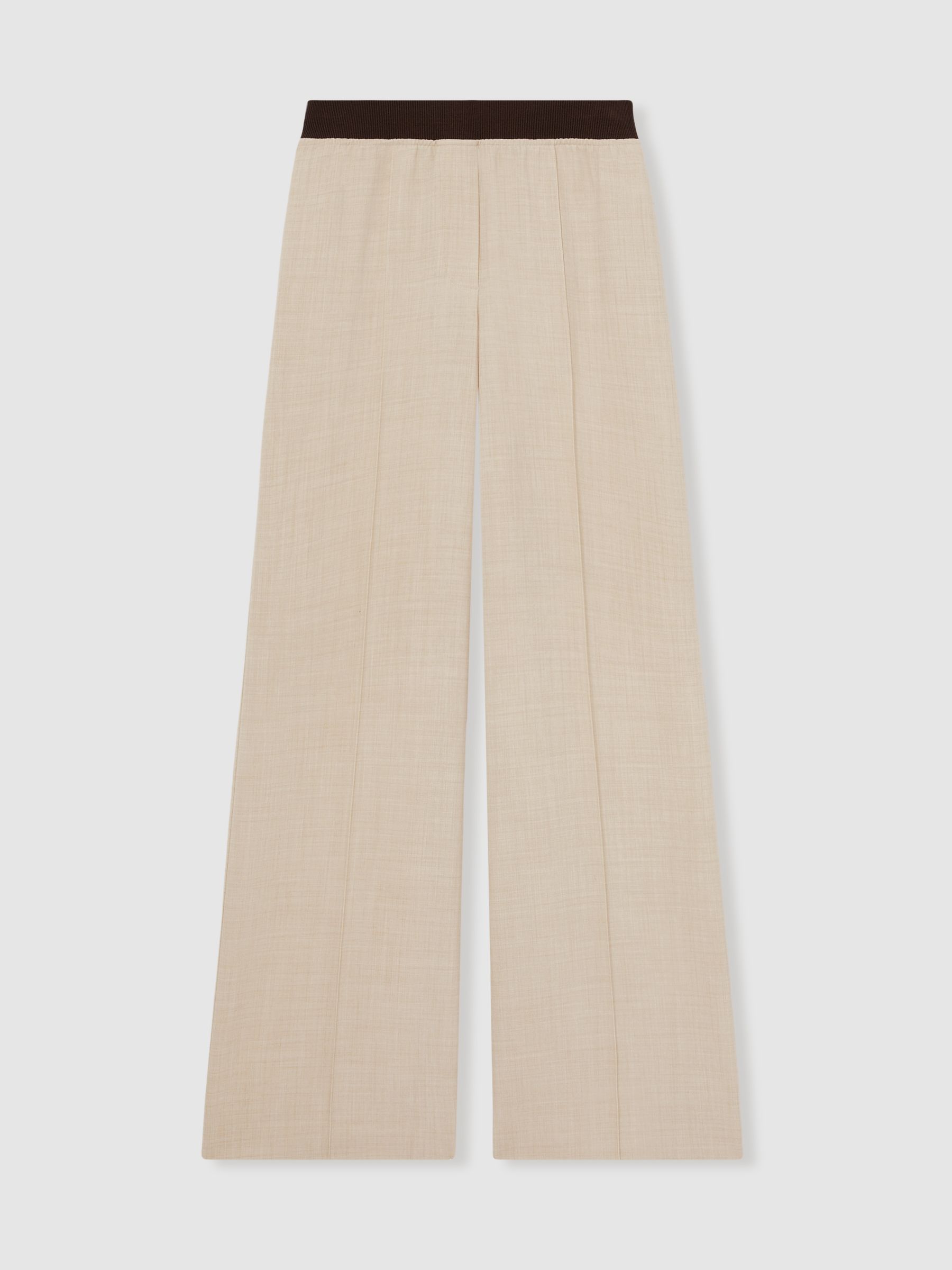 Petite Wide-Leg Elasticated-Waist Trousers in Neutral - Image 2 of 7