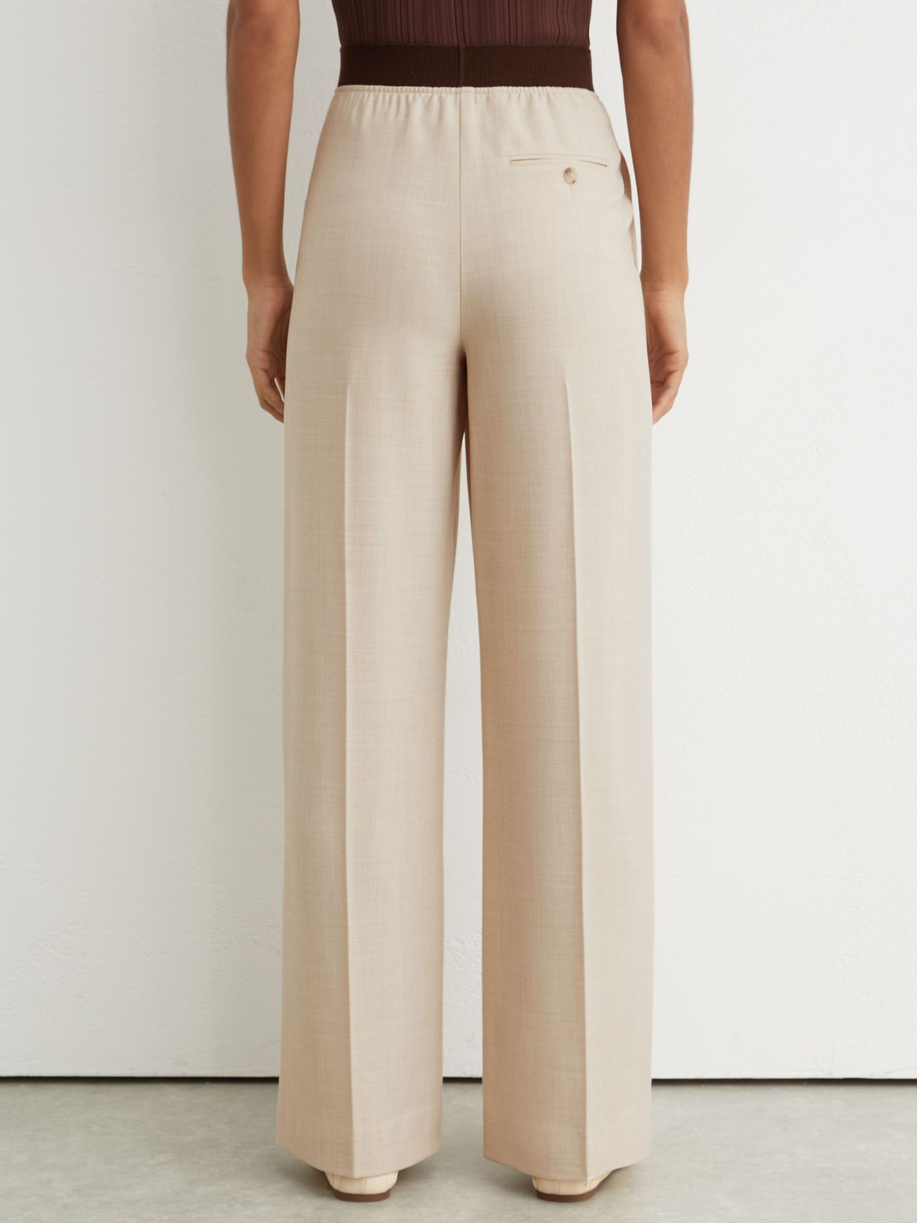 Petite Wide-Leg Elasticated-Waist Trousers in Neutral - image 5