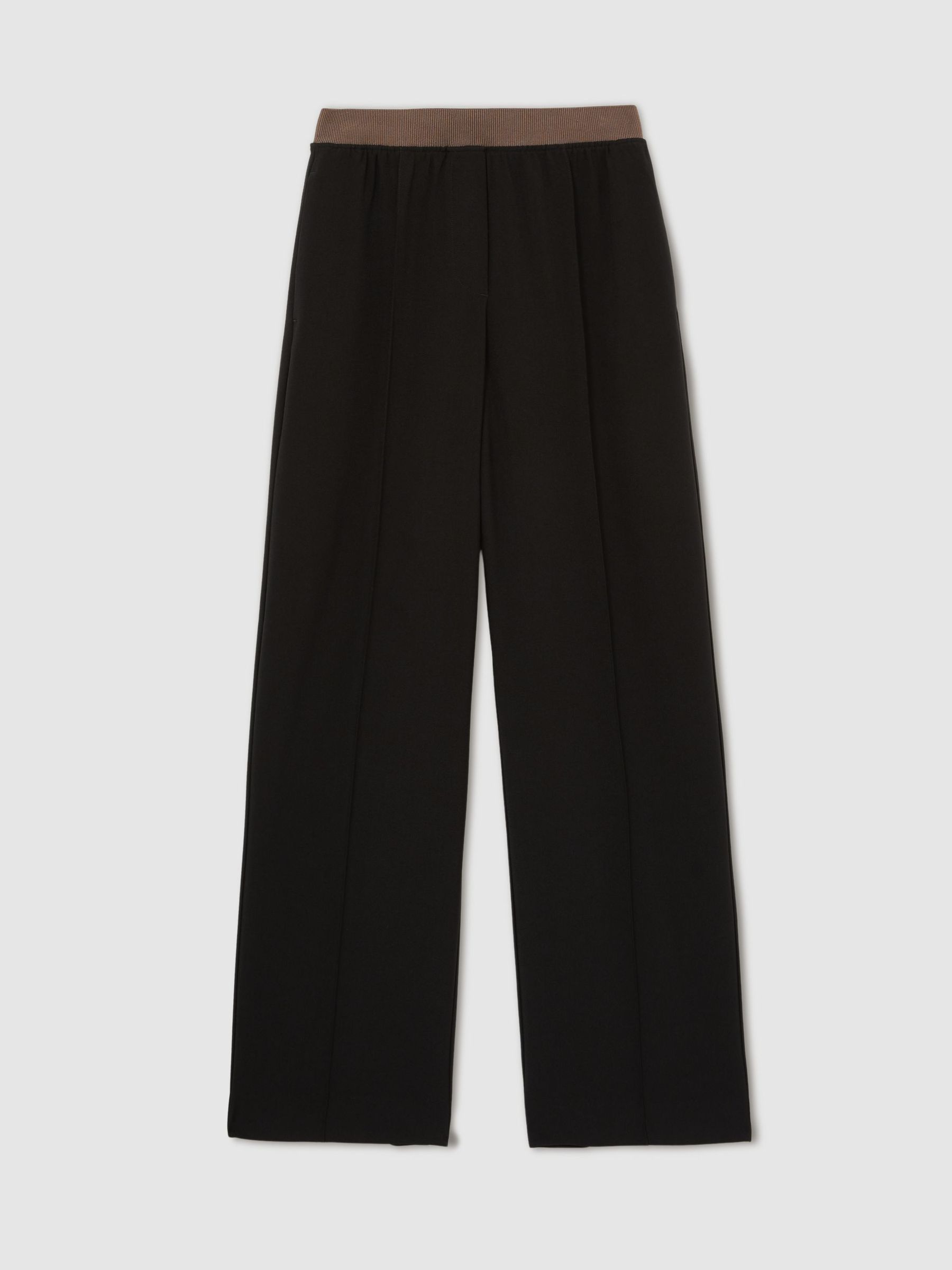 Petite Wide-Leg Elasticated-Waist Trousers in Black - image 1