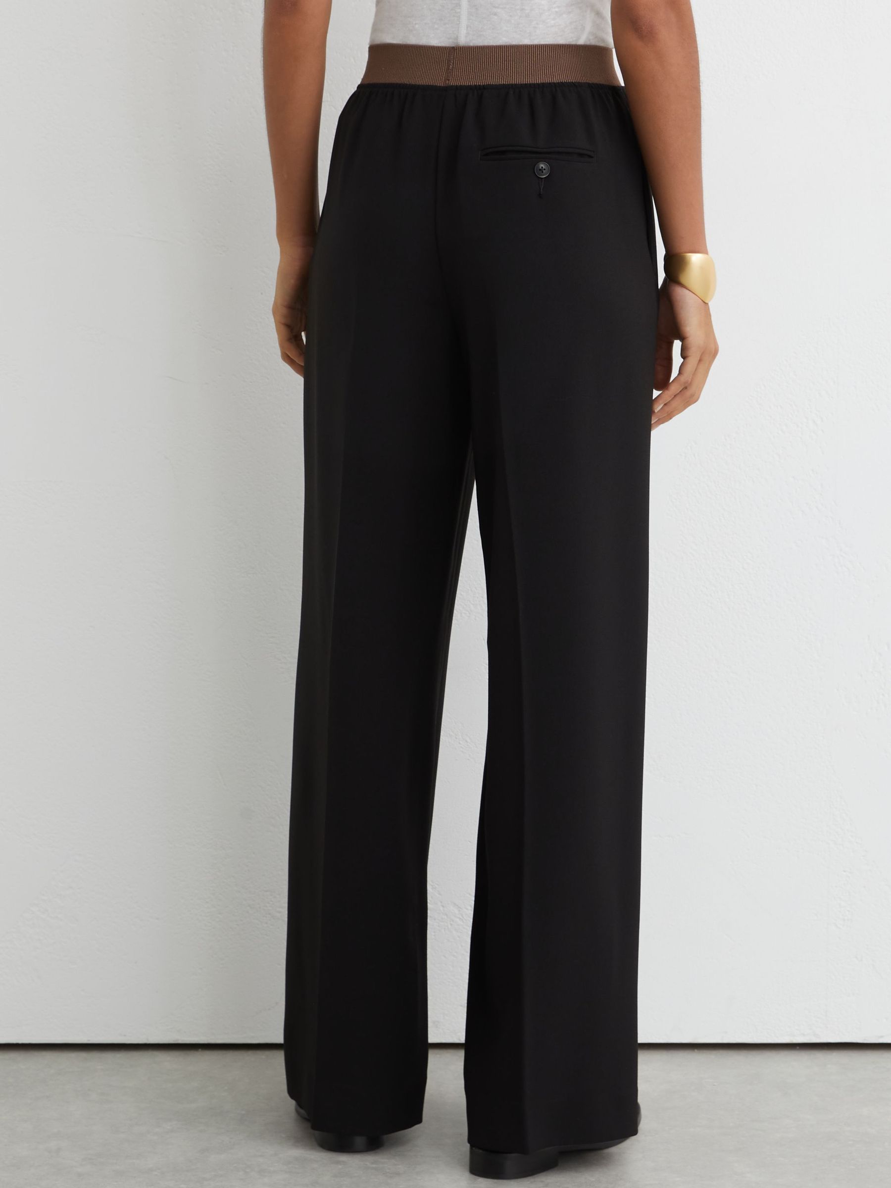Petite Wide-Leg Elasticated-Waist Trousers in Black - image 5