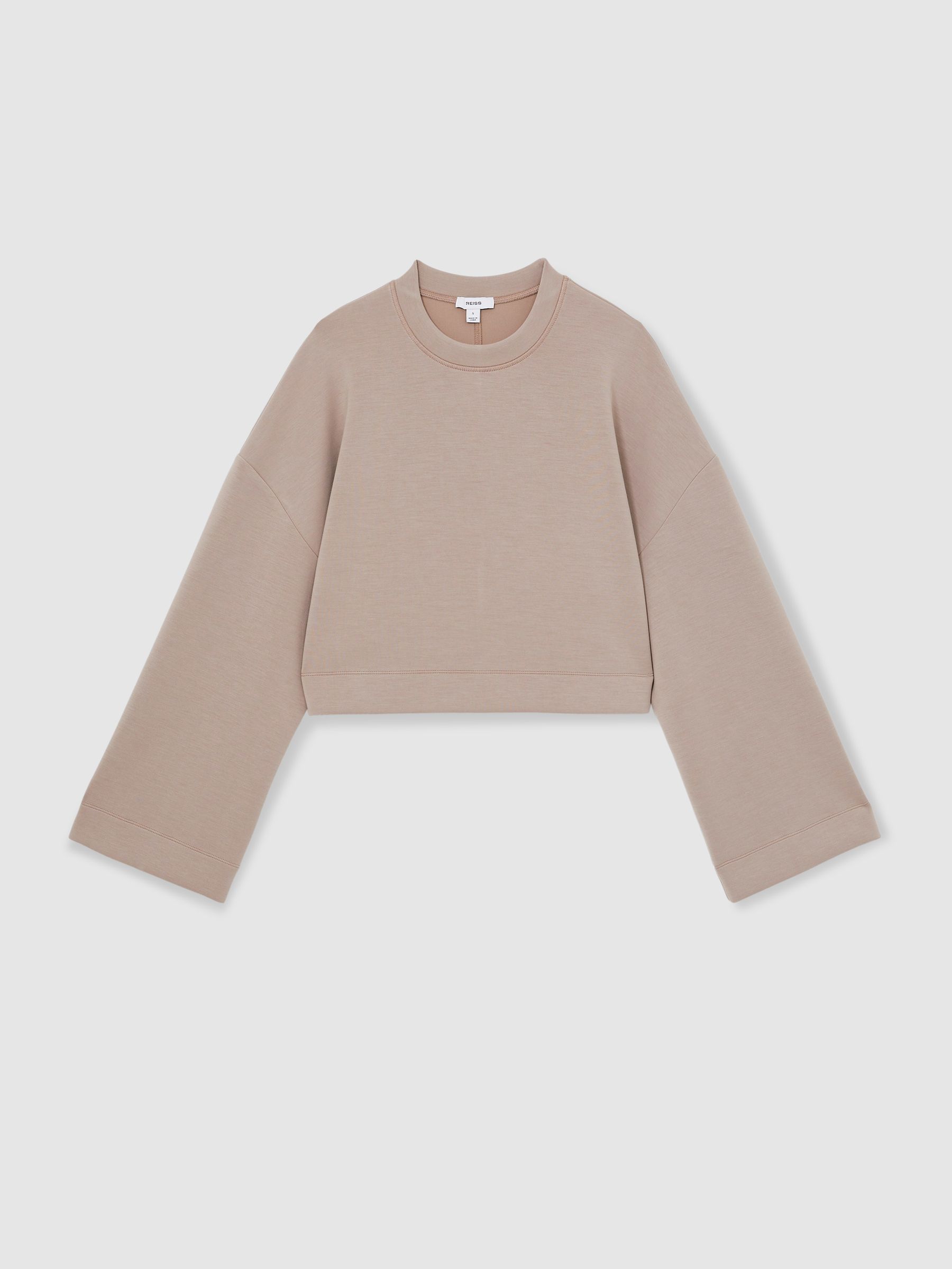 Reiss Interlock Cropped Sweatshirt in Taupe - REISS