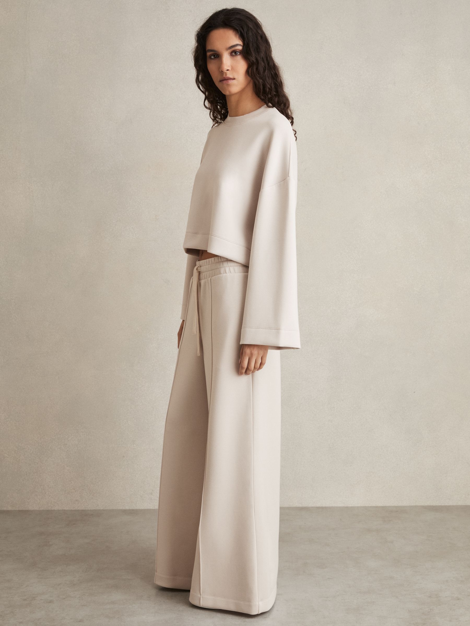 Wide Leg Drawstring Joggers in Stone - Image 1 of 5