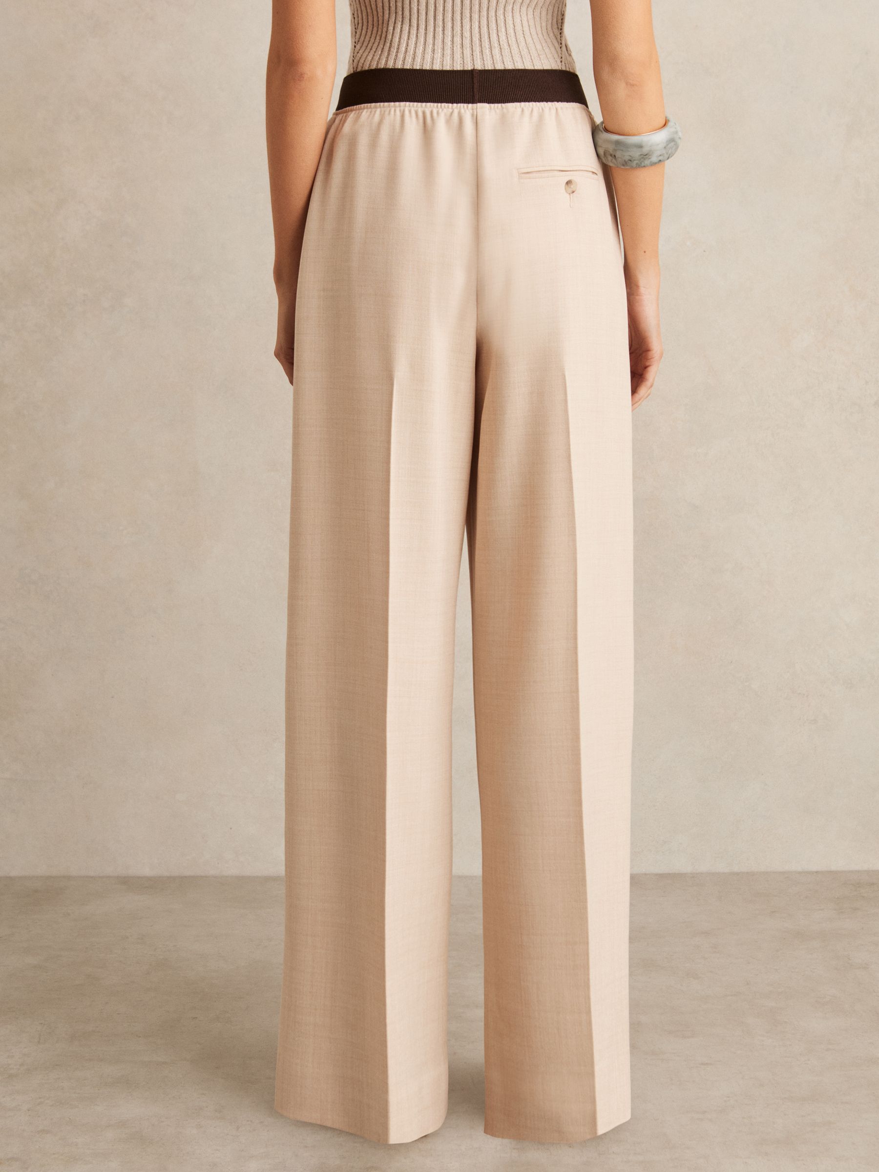 Wide-Leg Elasticated-Waist Trousers in Neutral - Image 6 of 7