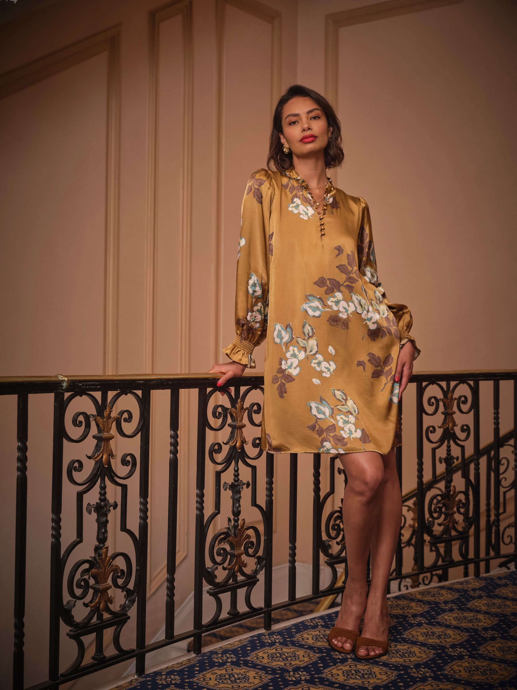 Silas Gold Regular Printed Dress - Image 1 of 5