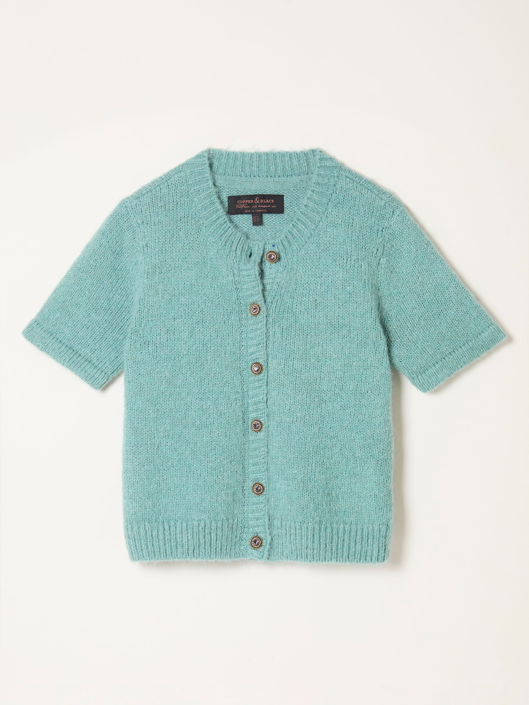 Elsie Light Teal Fluffy Cardigan - Image 4 of 4 Elsie Light Teal Fluffy Cardigan - Image 4 of 4