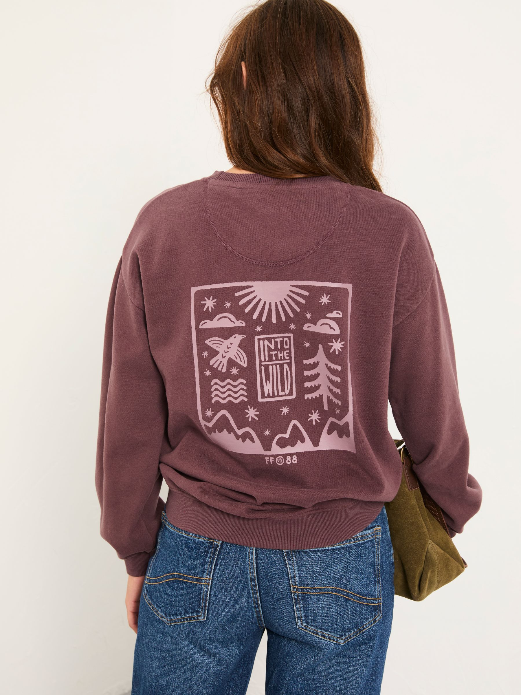Purple Into The Wild Graphic Crew Sweat | FatFace USA