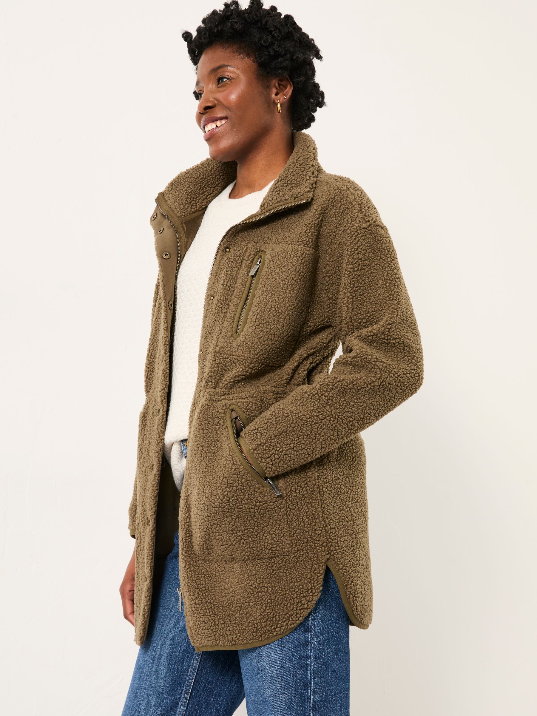 Hadley Olive Green Zip Through Fleece Jacket | FatFace USA