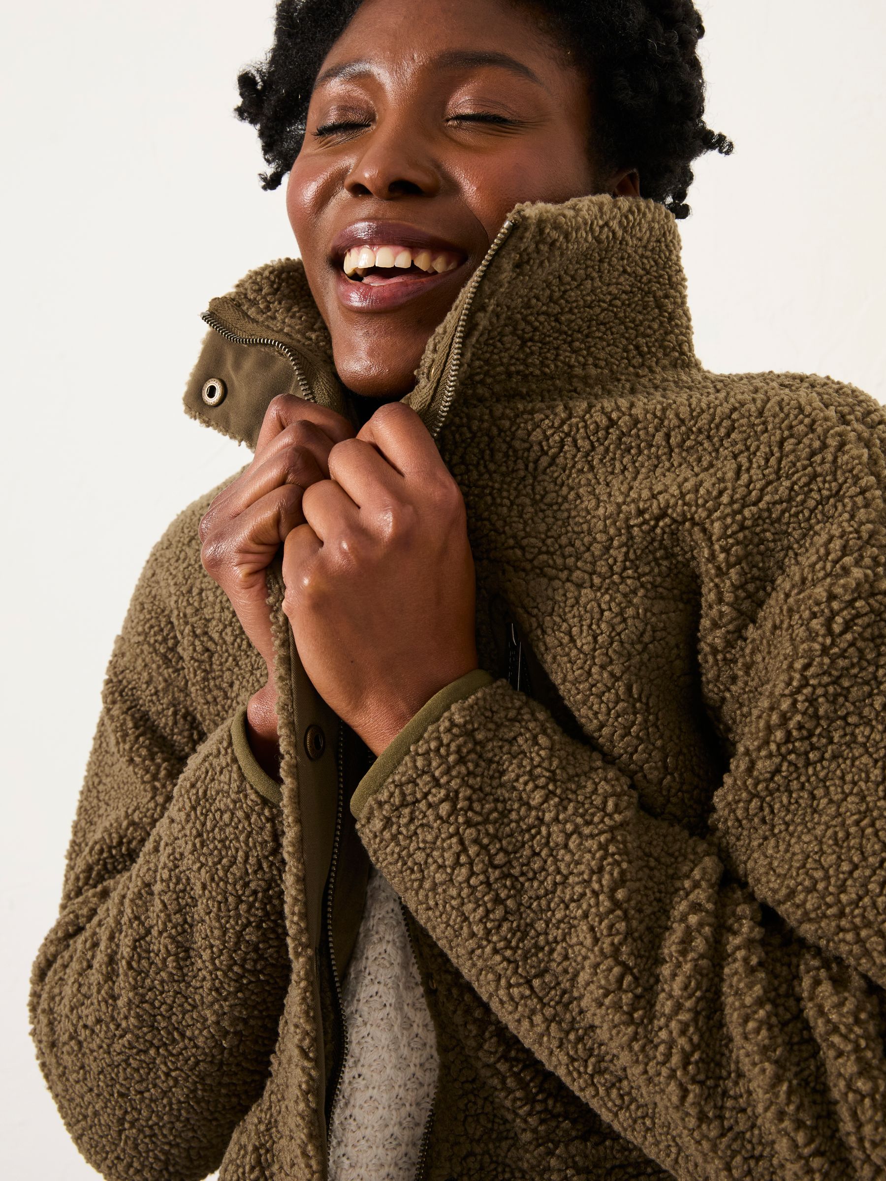 Hadley Olive Green Zip Through Fleece Jacket - Image 4 of 6