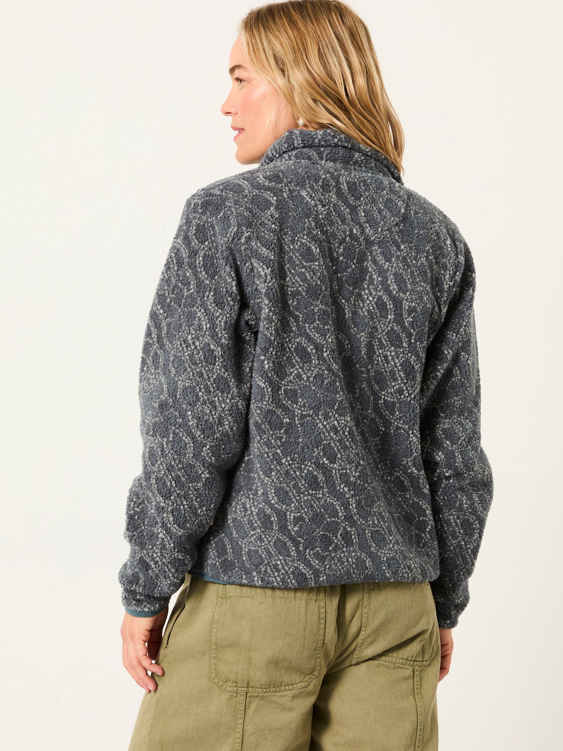Blue Texture Floral Zip Through Fleece - Image 2 of 6