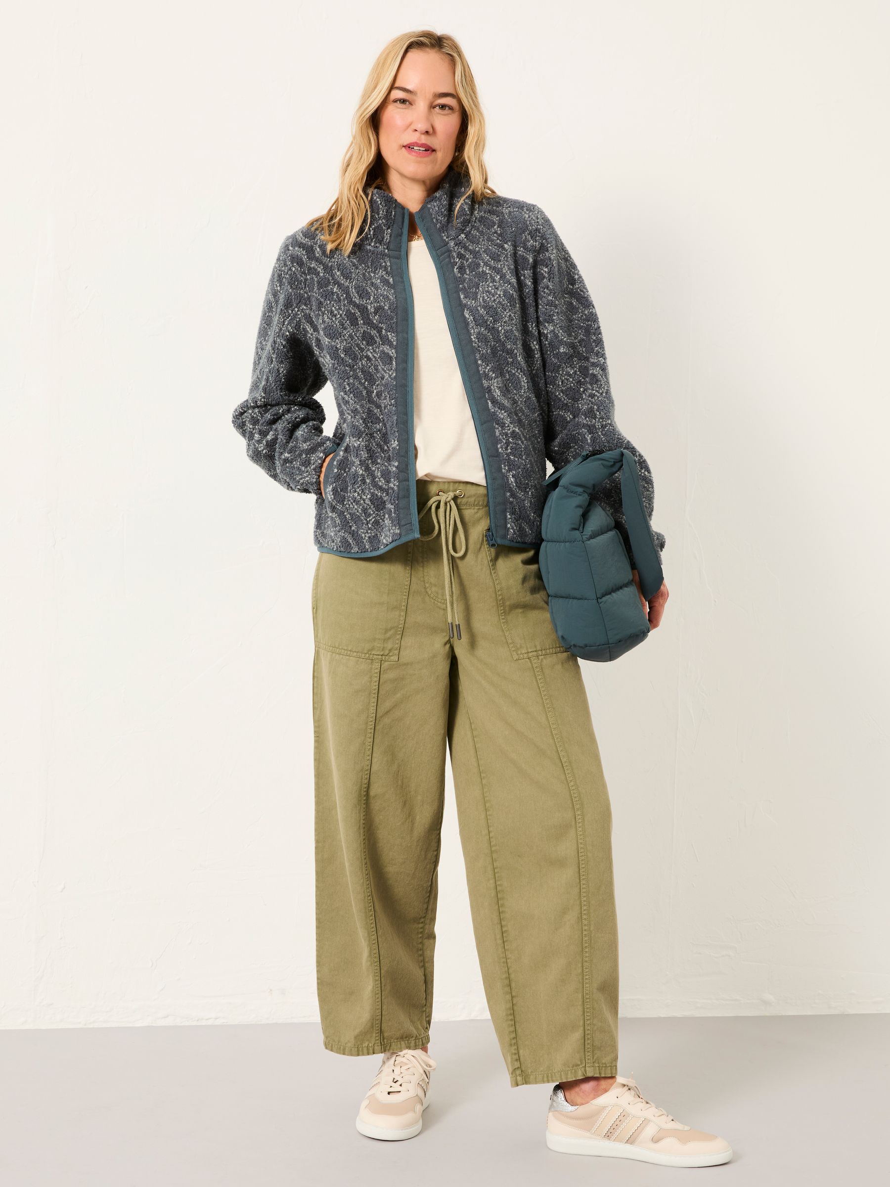 Blue Texture Floral Zip Through Fleece - Image 5 of 6