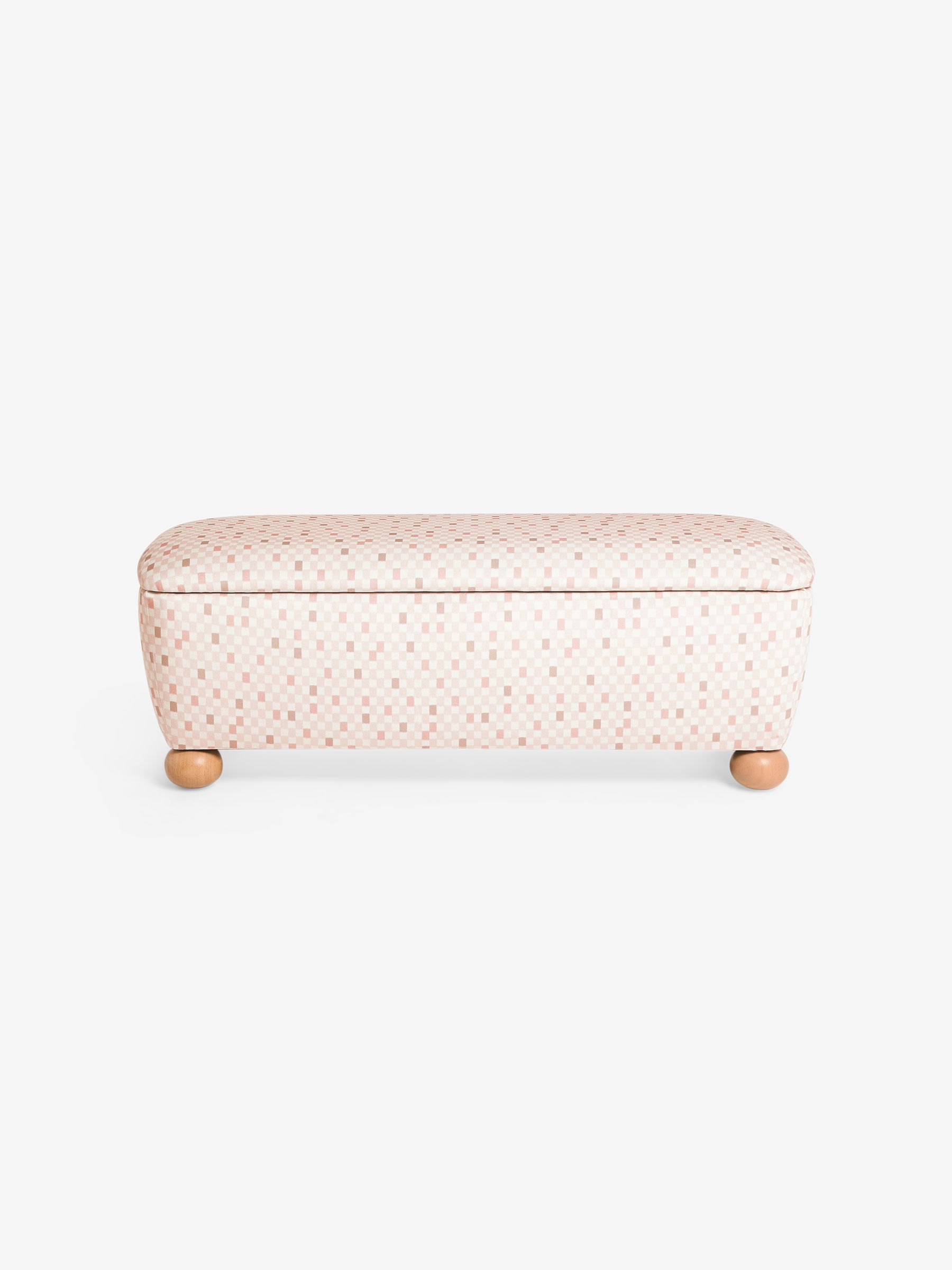 Ellio Storage Ottoman Bench in Nude Checked Velvet - Image 6 of 6