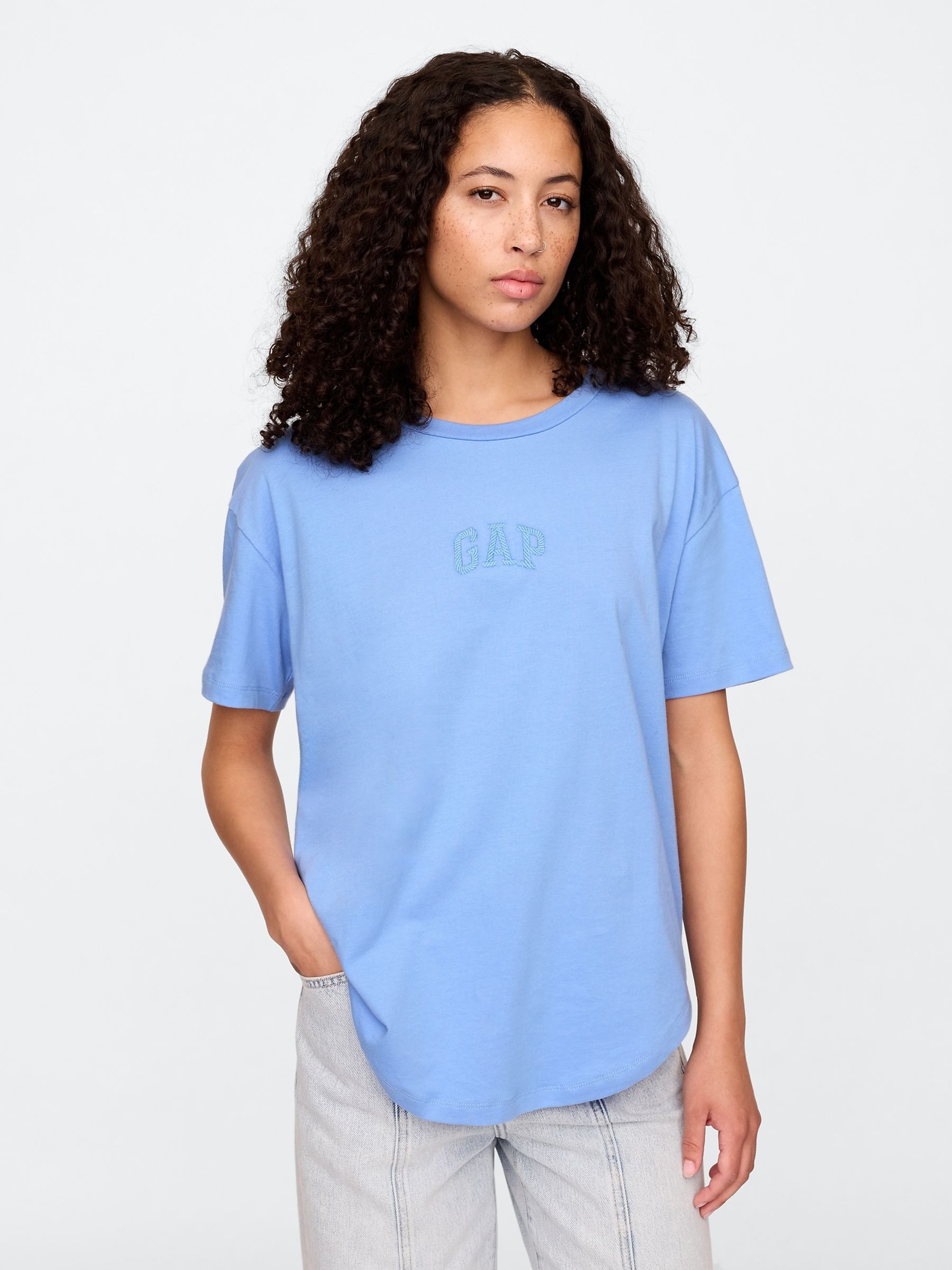 Blue Logo Oversized Short Sleeve Crew Neck T-Shirt - Image 1 of 5
