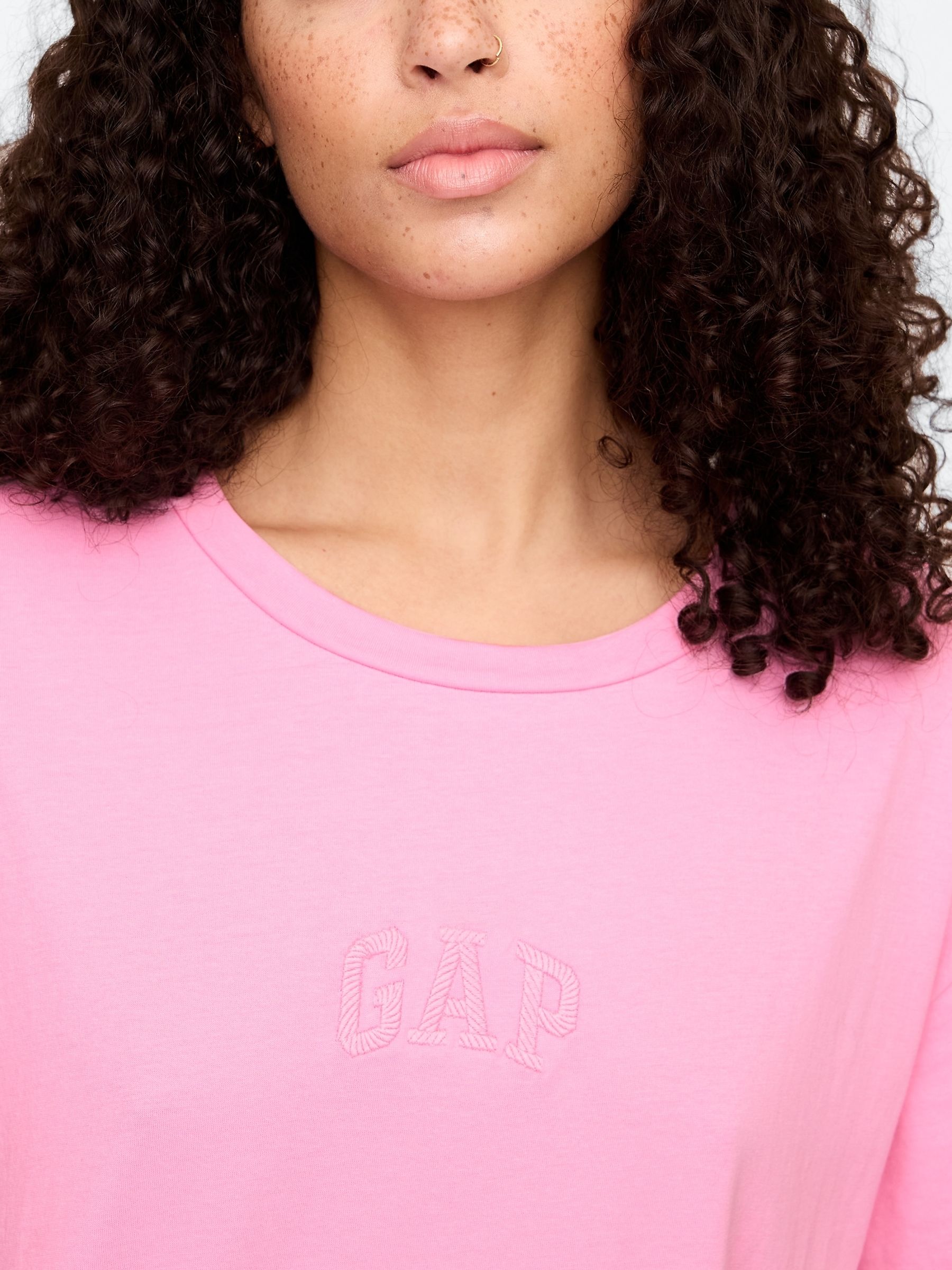Pink Logo Oversized Short Sleeve Crew Neck T-Shirt - Image 4 of 5