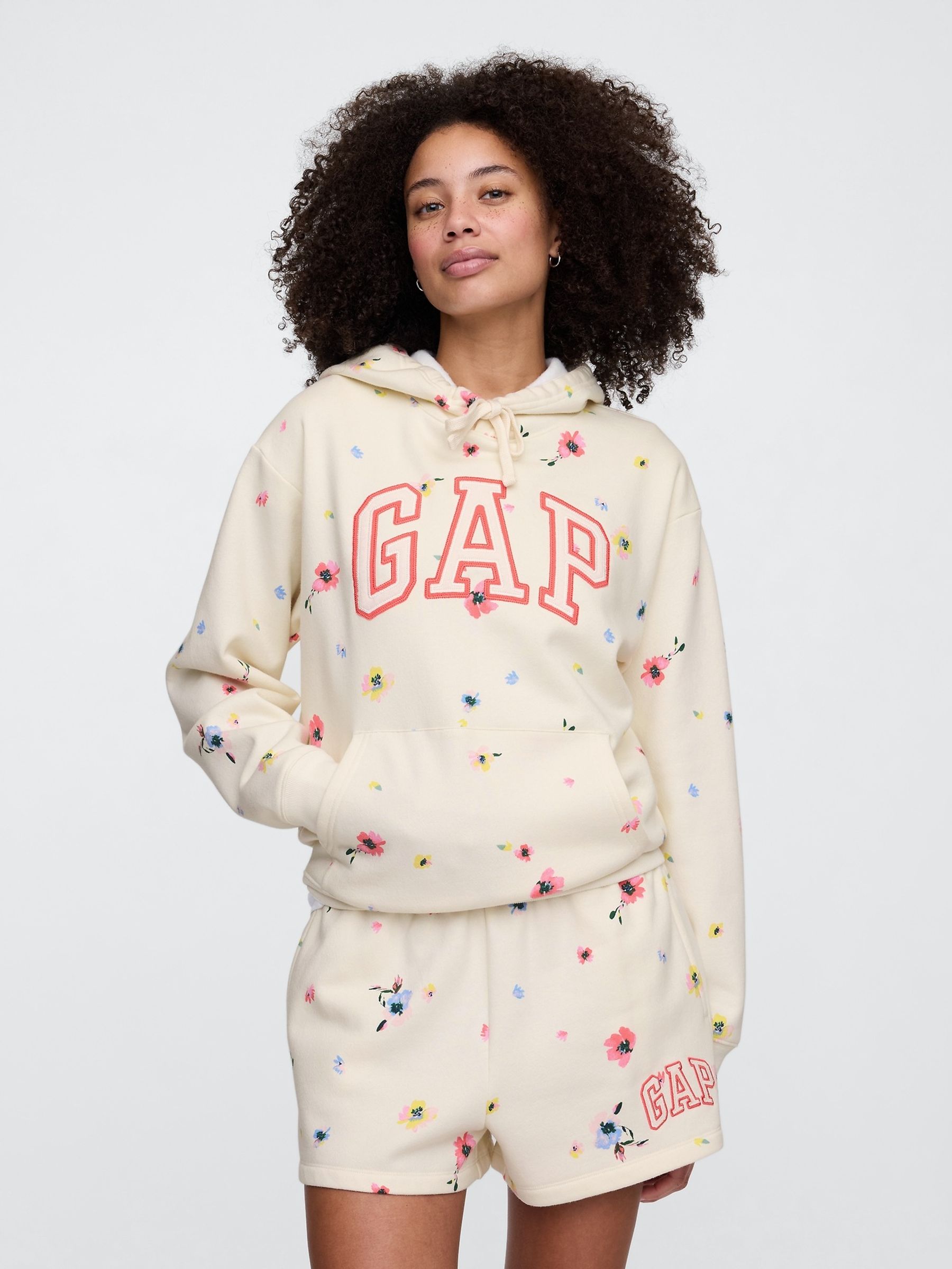 Cream Floral Logo Hoodie - Image 1 of 5