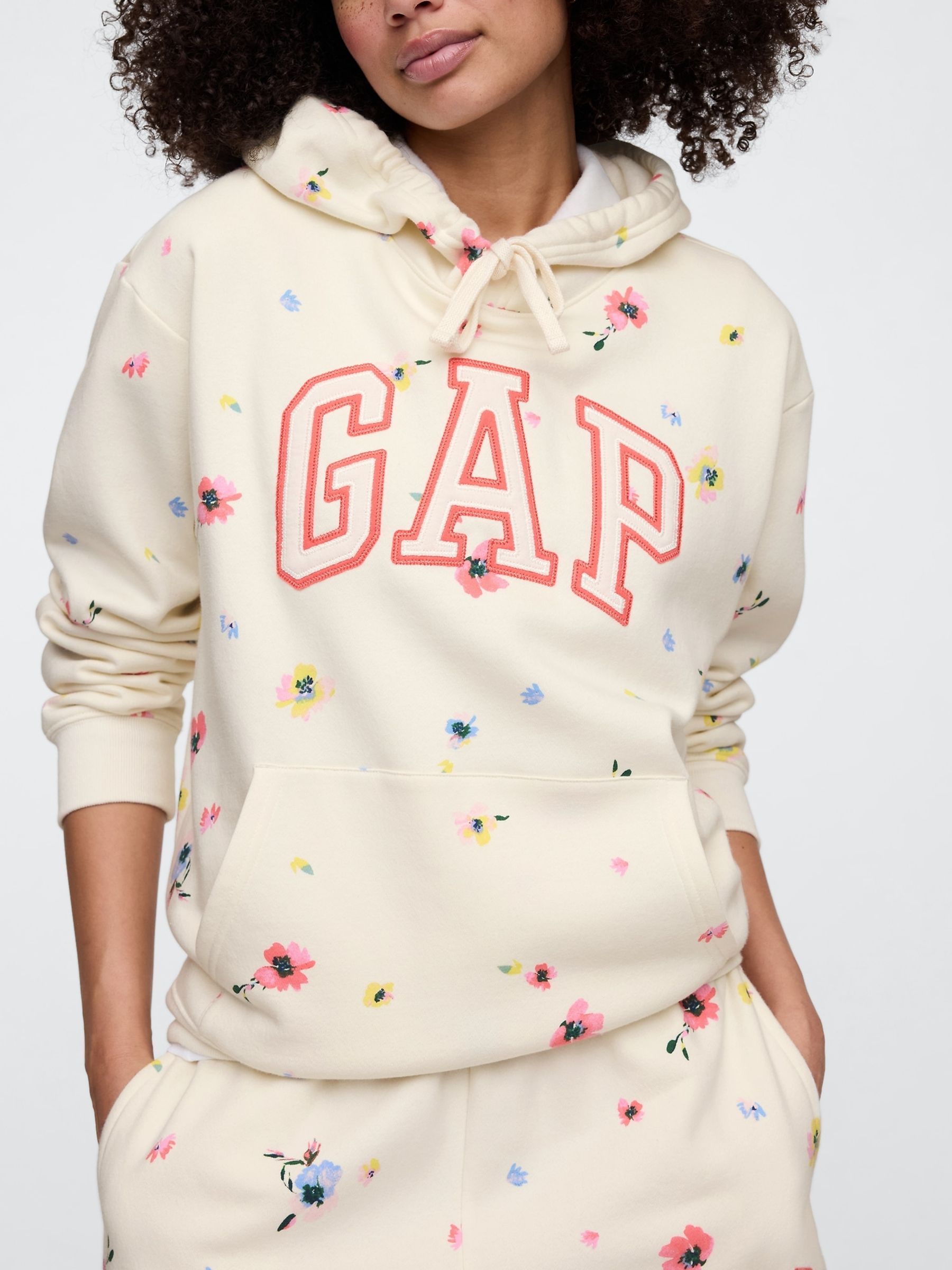 Cream Floral Logo Hoodie - Image 4 of 5
