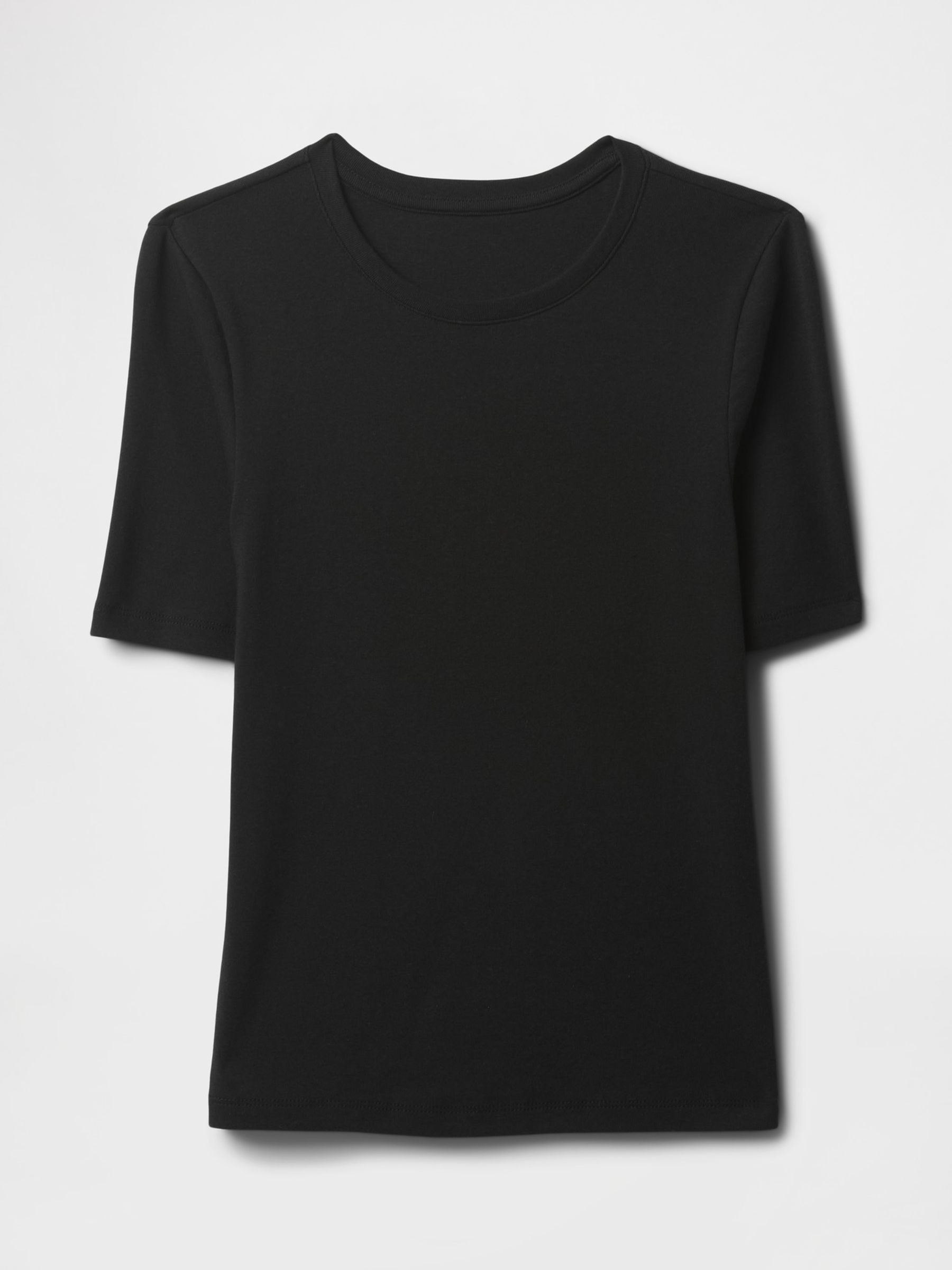 Black Modern Cotton-Modal Short Sleeve Crew Neck T-Shirt - Image 4 of 4