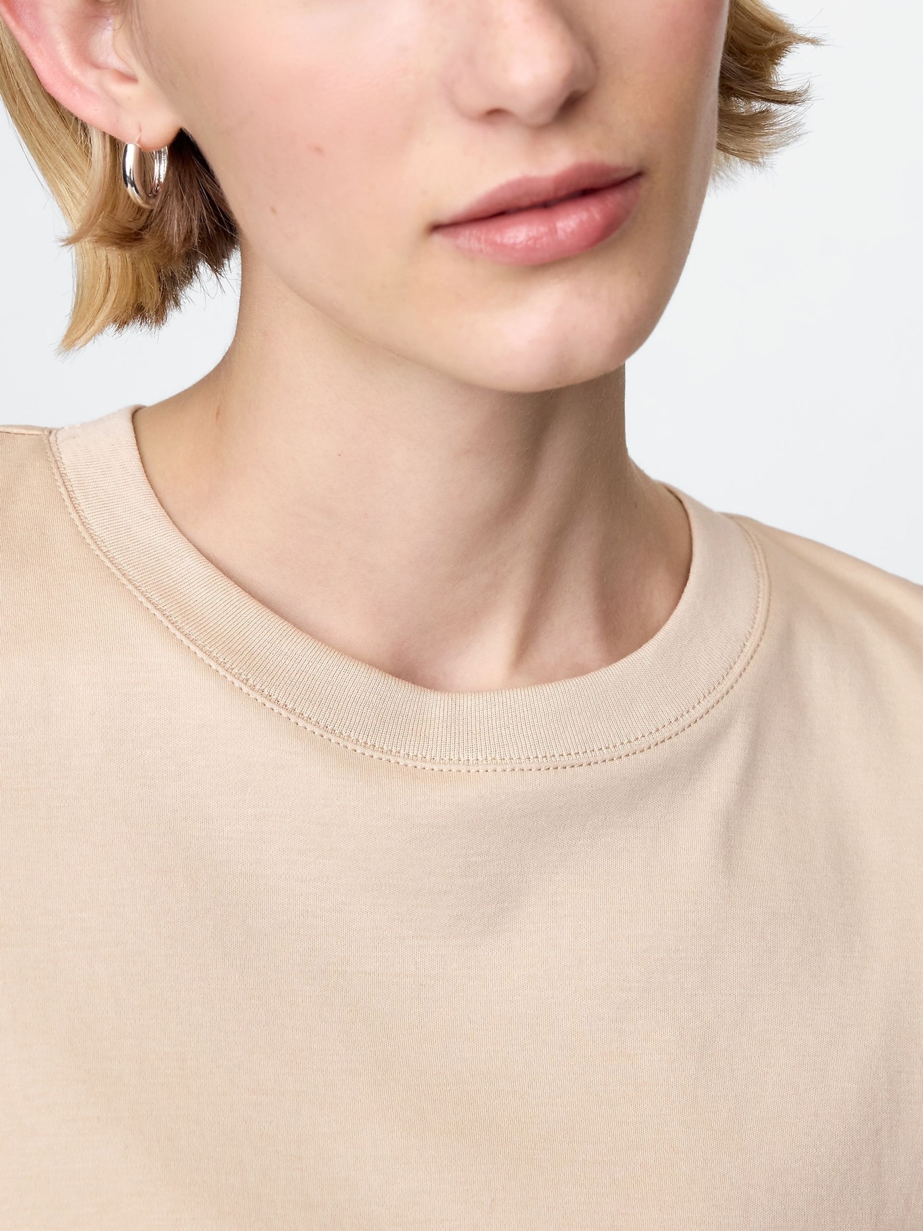 Beige Crew Neck Short Sleeve Oversized T-Shirt - Image 4 of 5