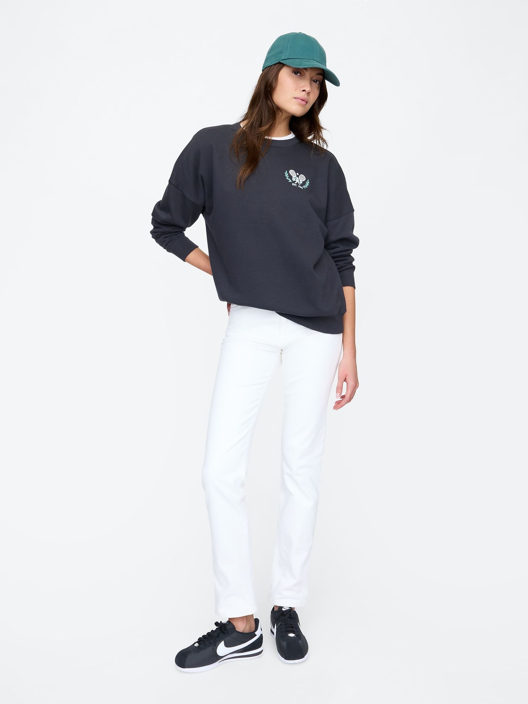Black Logo Oversized Crew Neck Sweatshirt - Image 3 of 5