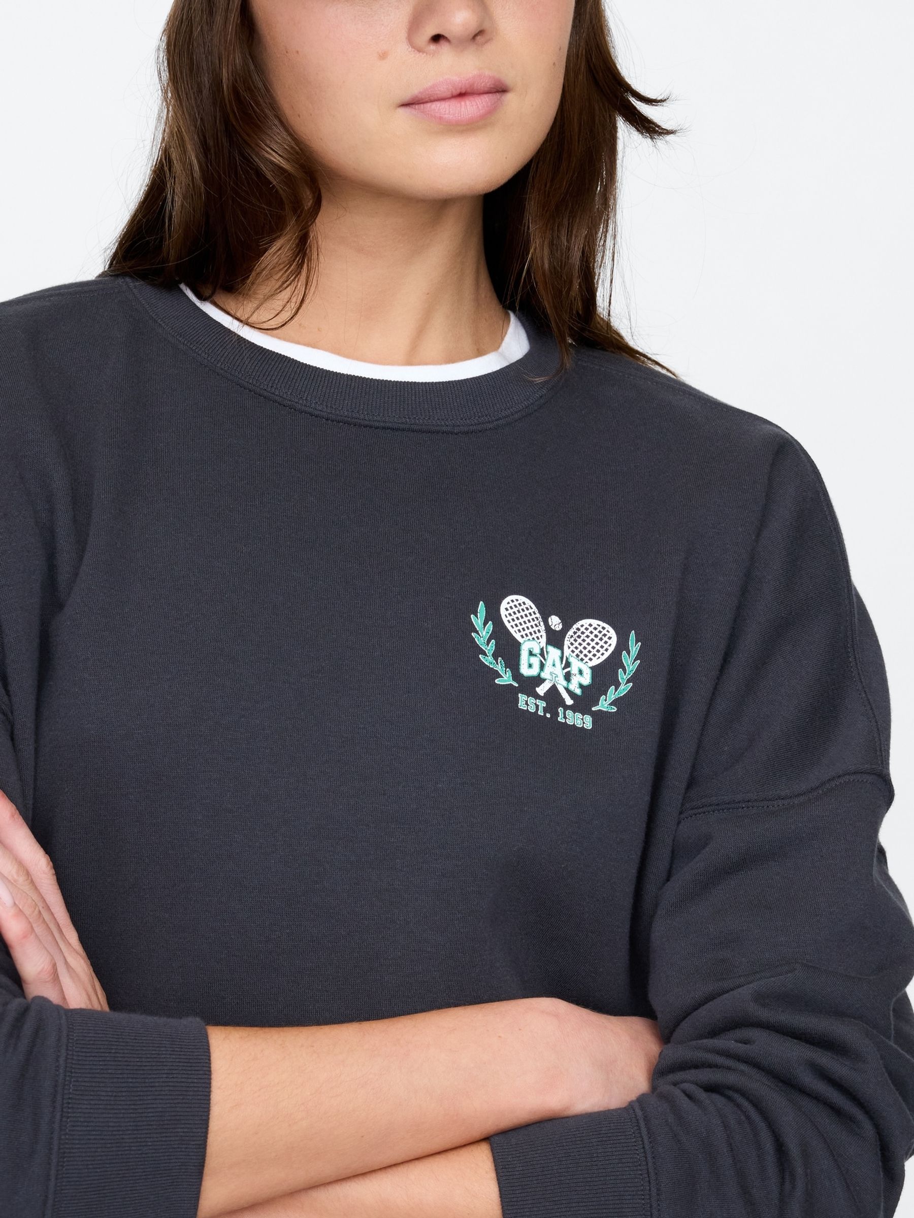 Black Logo Oversized Crew Neck Sweatshirt - Image 4 of 5