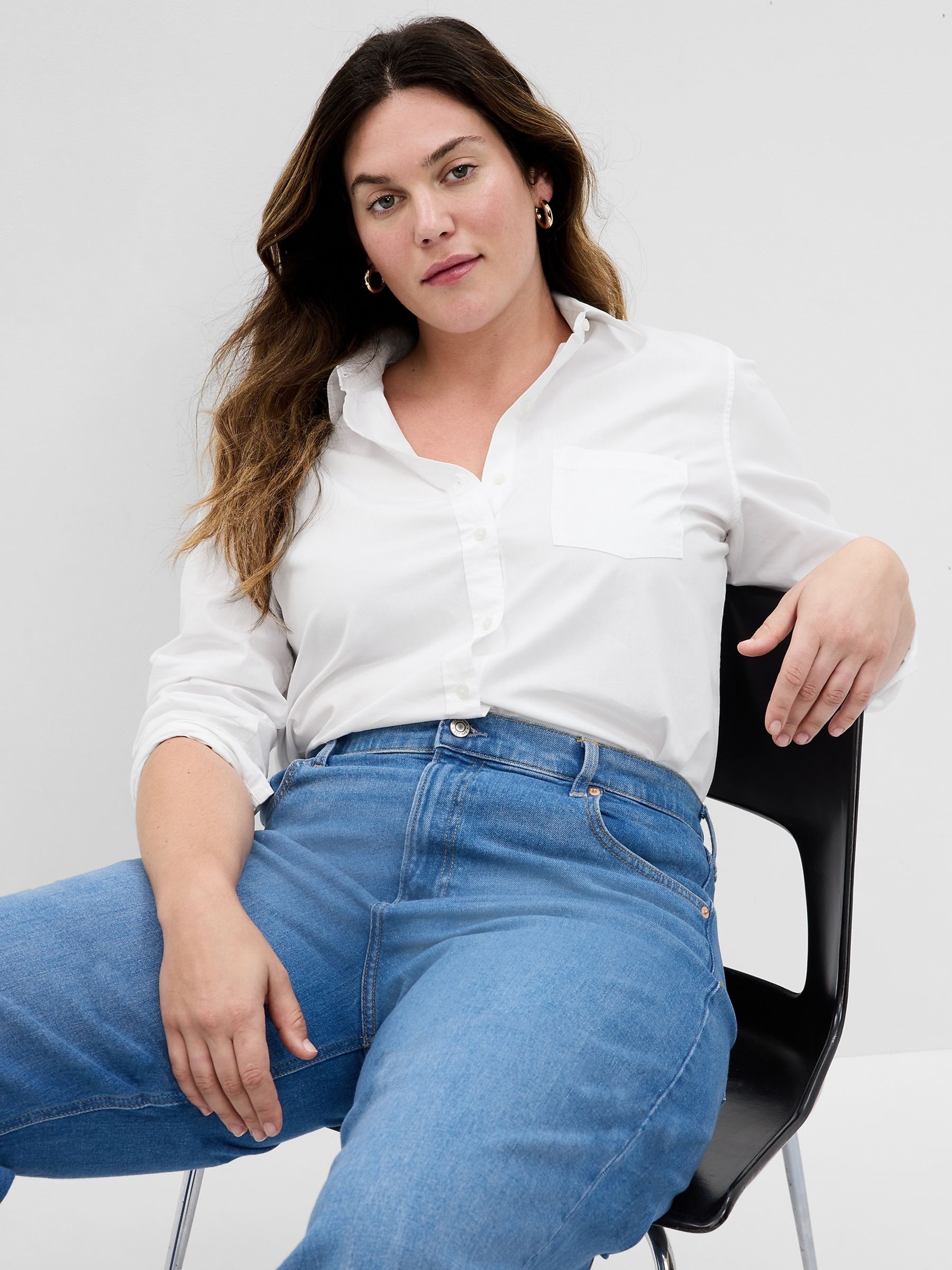 White Cotton Long Sleeve Poplin Shirt - Image 4 of 5