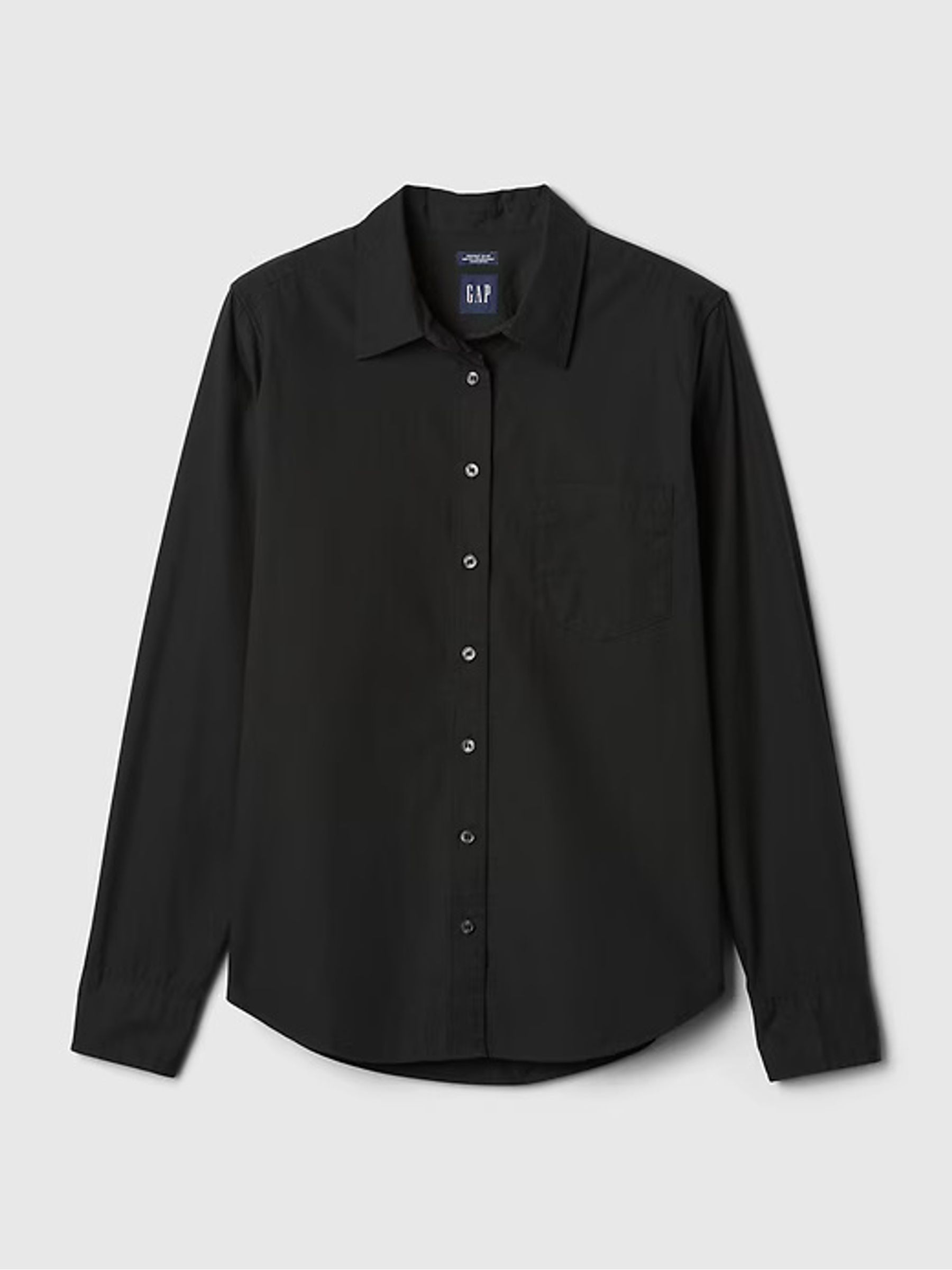 Black Cotton Long Sleeve Poplin Shirt - Image 6 of 6