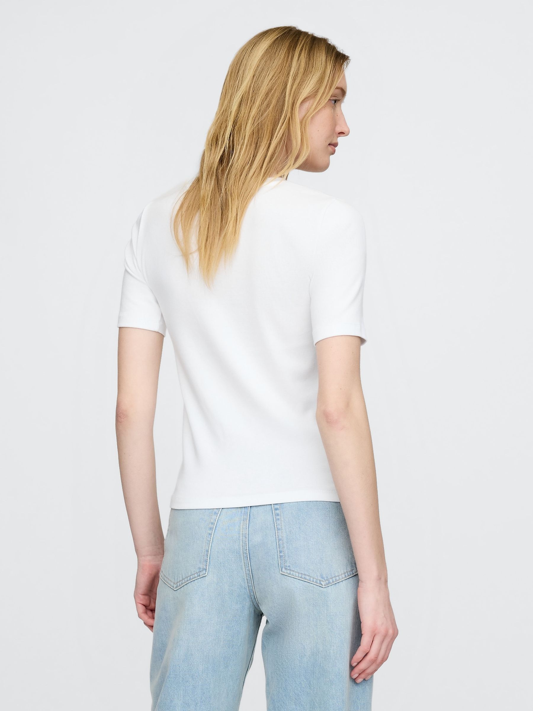White Modern Crew Neck T-Shirt - Image 2 of 2