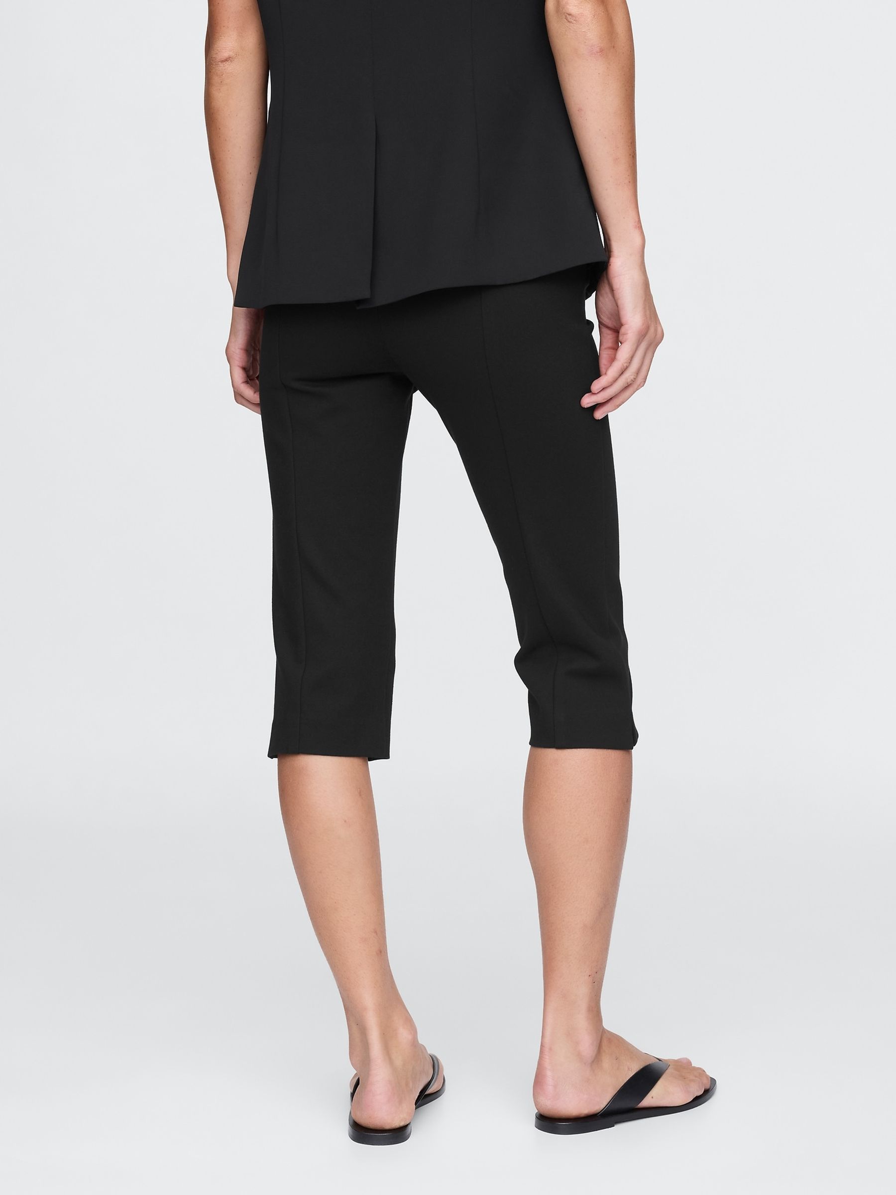 Black High Waisted Skinny Fit Ponte Capri Trousers - Image 2 of 8