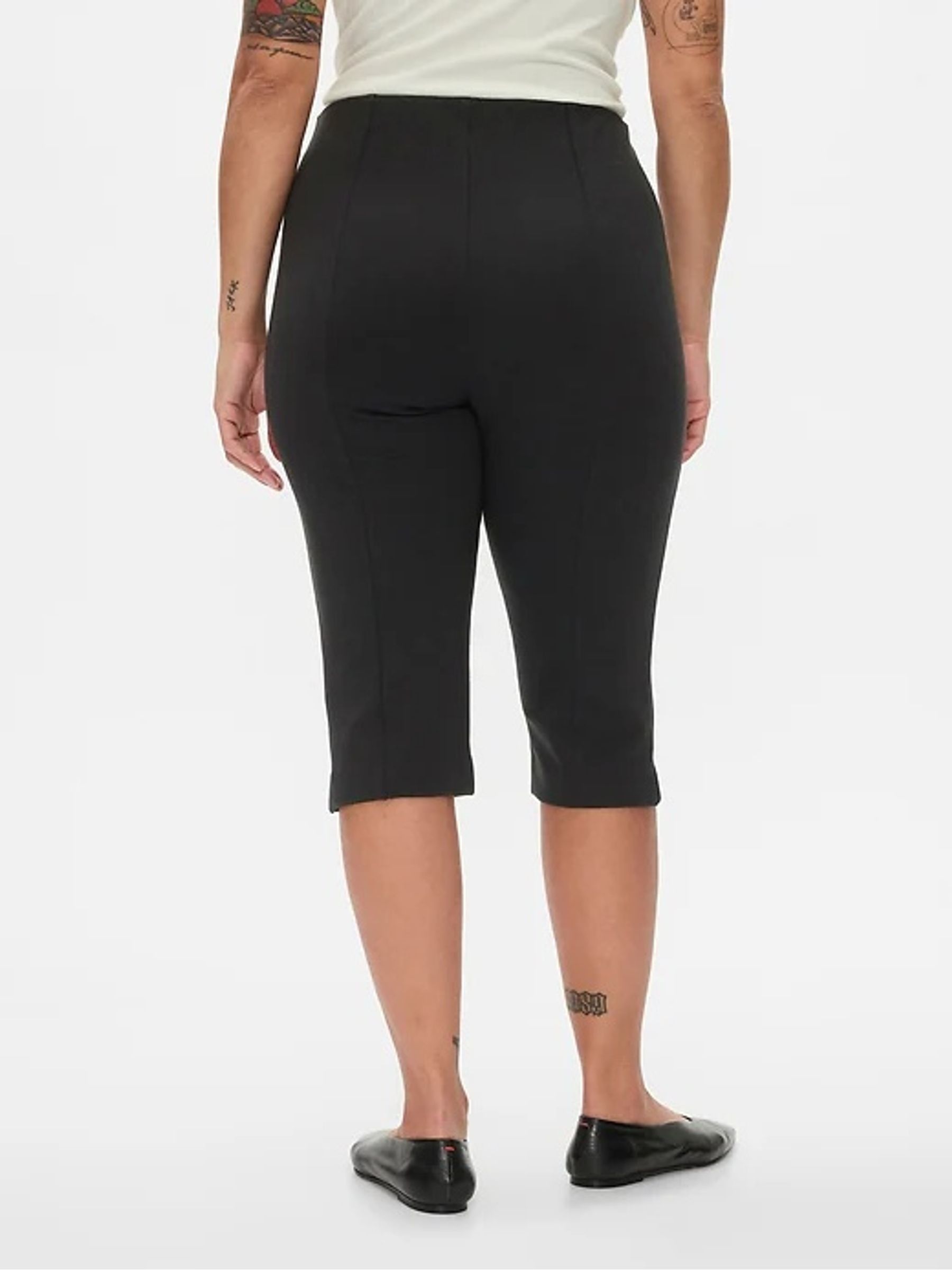 Black High Waisted Skinny Fit Ponte Capri Trousers - Image 7 of 8