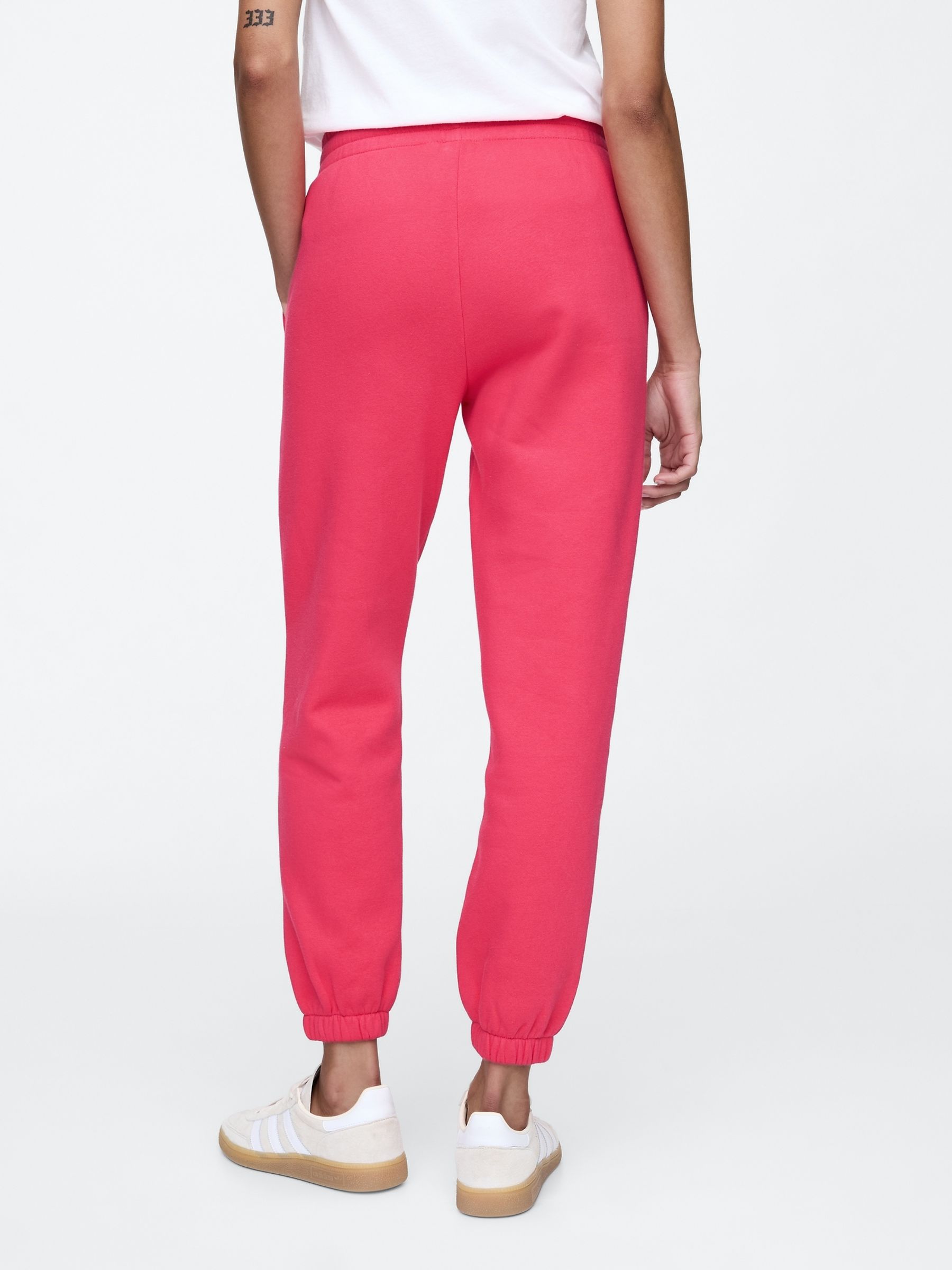 Pink Cuffed Logo Vintage Fleece-Lined Joggers - Image 2 of 5