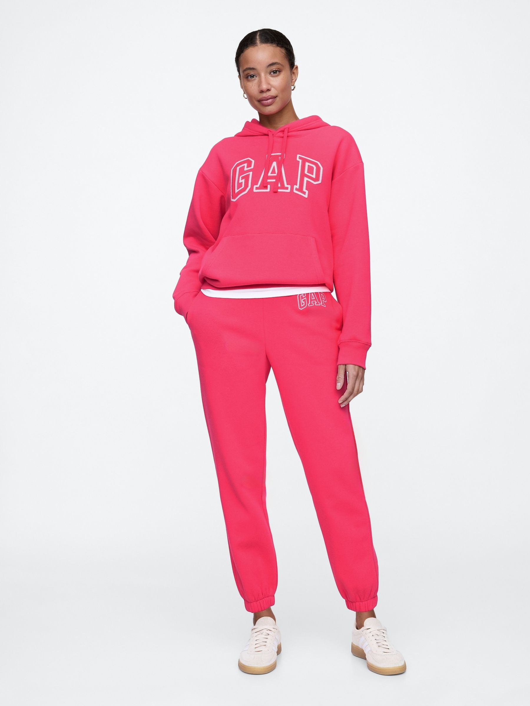 Pink Cuffed Logo Vintage Fleece-Lined Joggers - Image 3 of 5