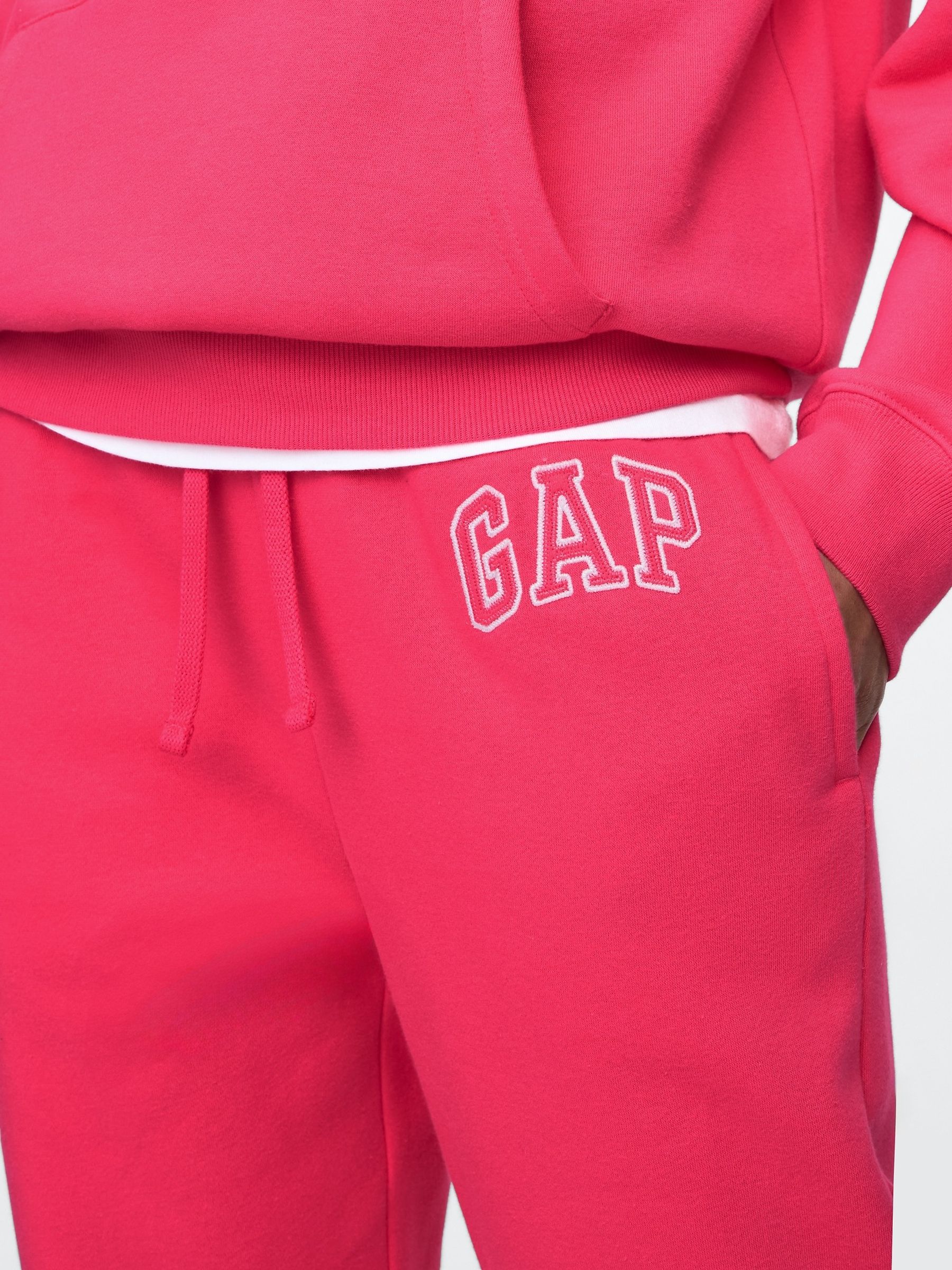 Pink Cuffed Logo Vintage Fleece-Lined Joggers - Image 4 of 5