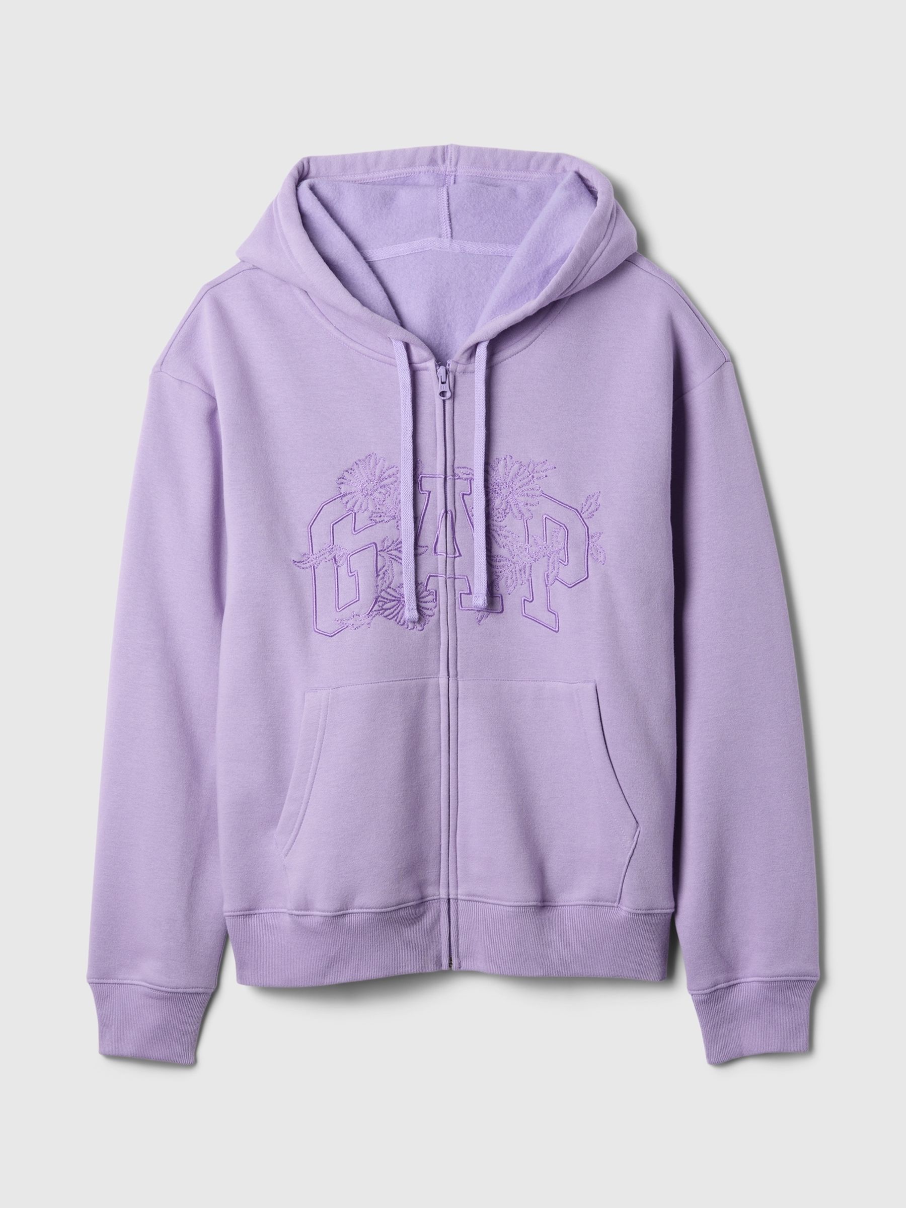 Purple Floral Vintage Logo Zip Up Hoodie - Image 5 of 5
