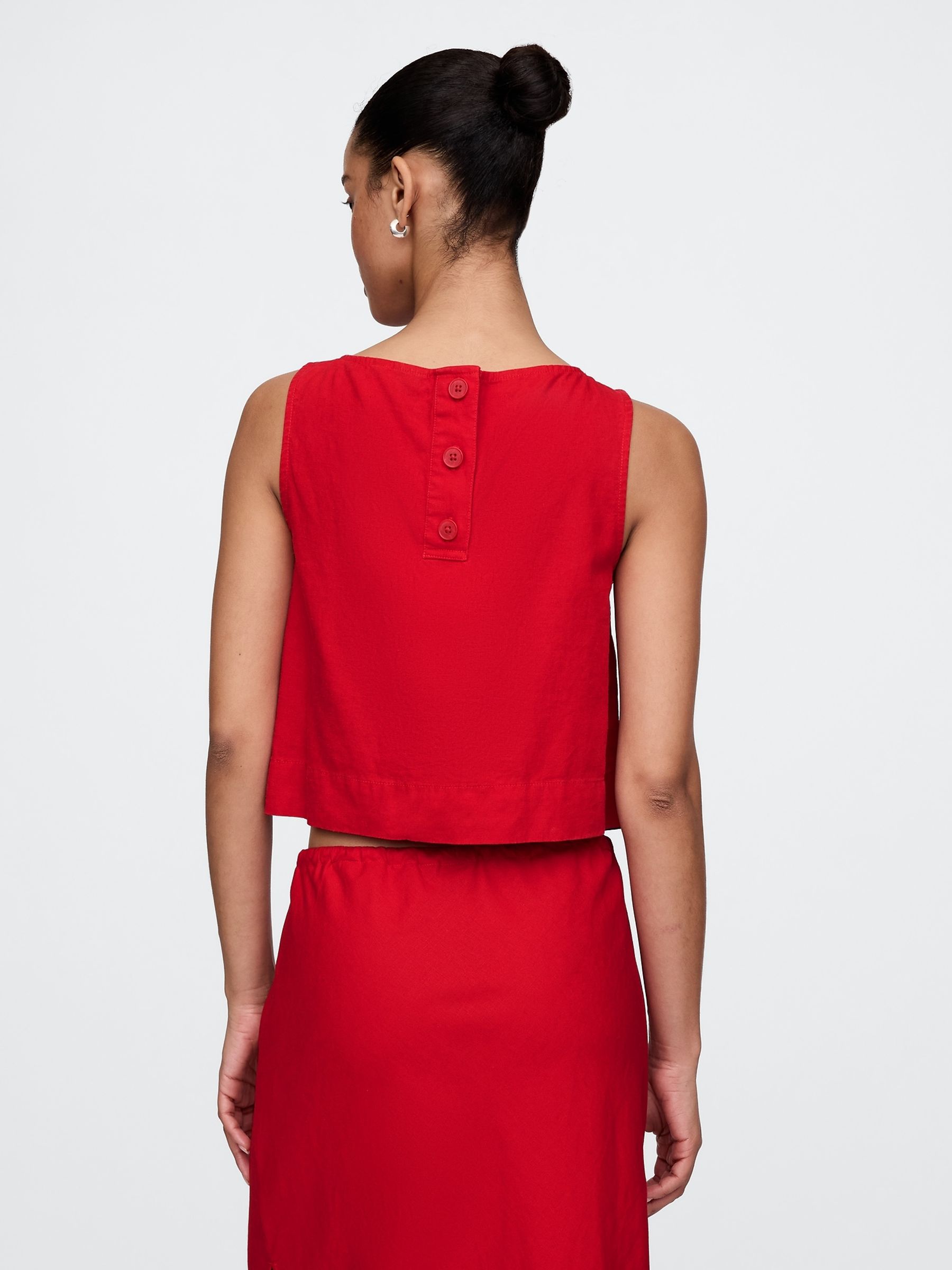 Red Heavyweight Linen-Blend Shell Vest - Image 2 of 4