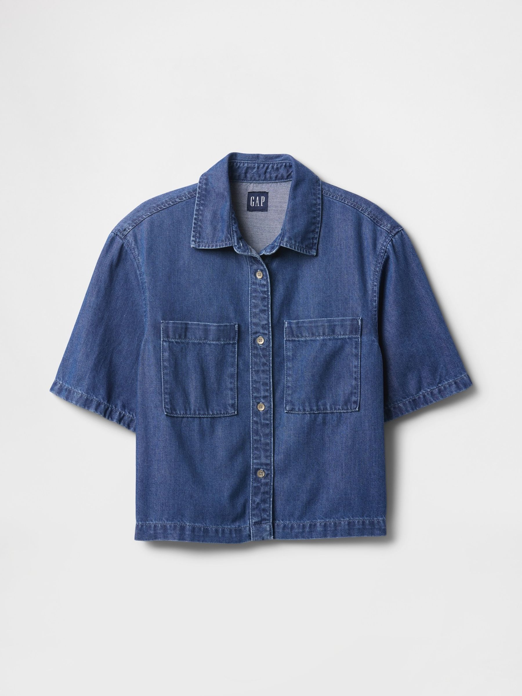Blue UltraSoft Cropped Denim Shirt - Image 5 of 5