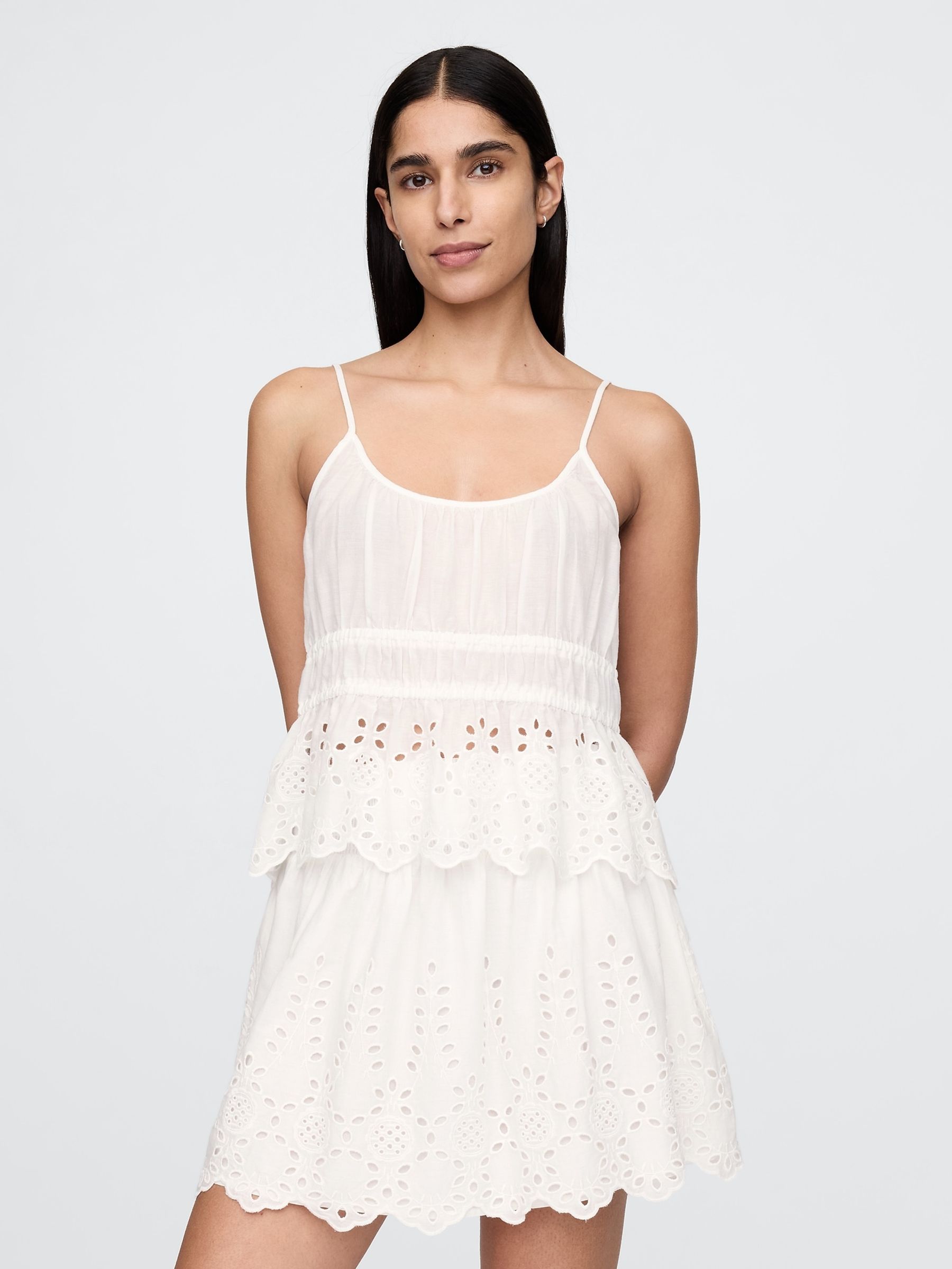 White Smocked Cami Top - Image 1 of 5