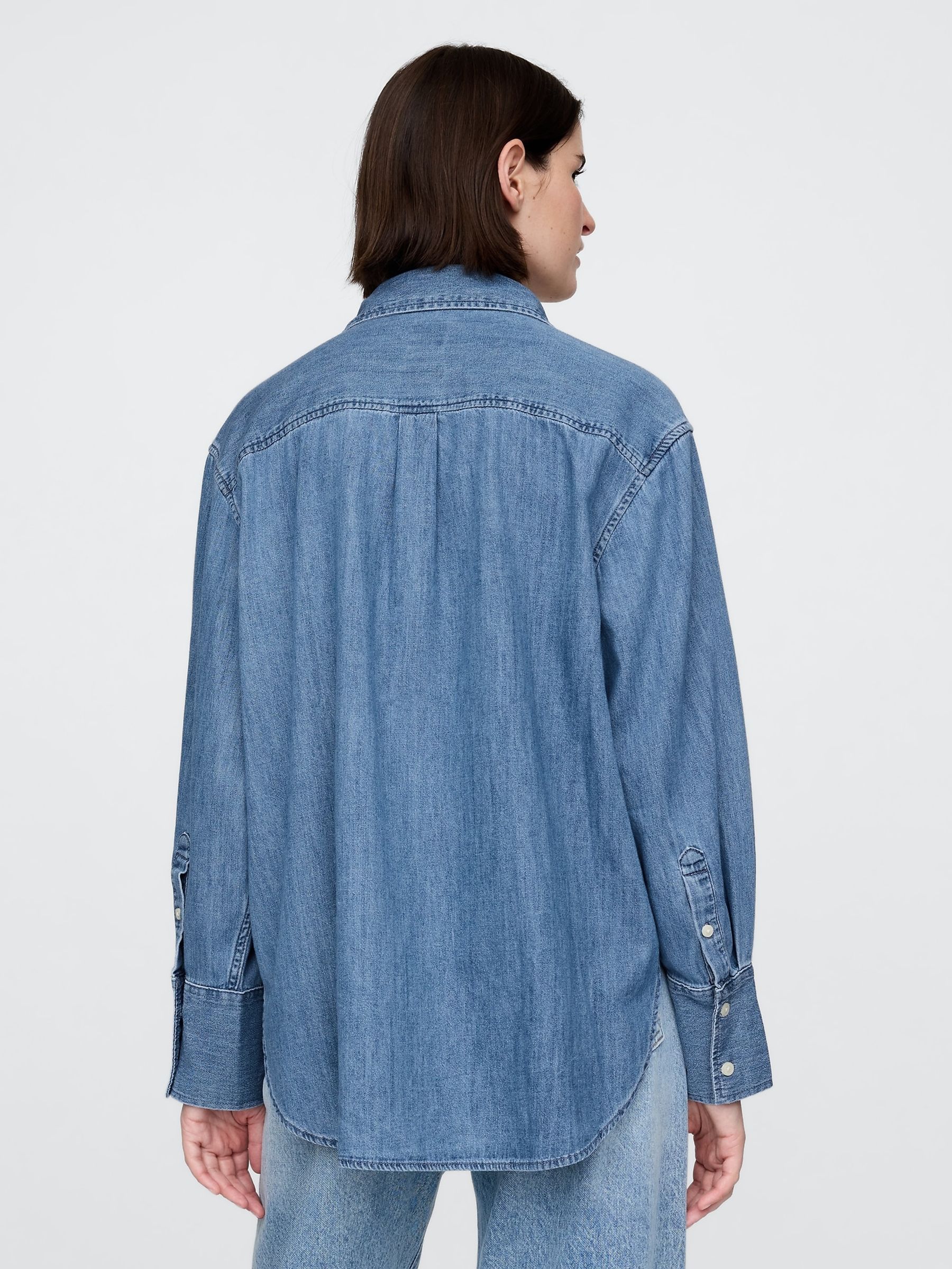 Blue Chambray Denim Oversized Shirt - Image 2 of 5
