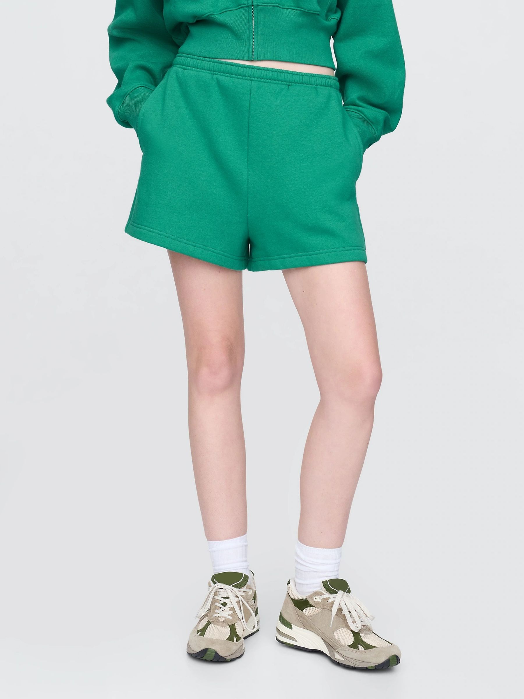Green Vintage Soft Fleece-Lined Pocket Shorts - Image 1 of 4