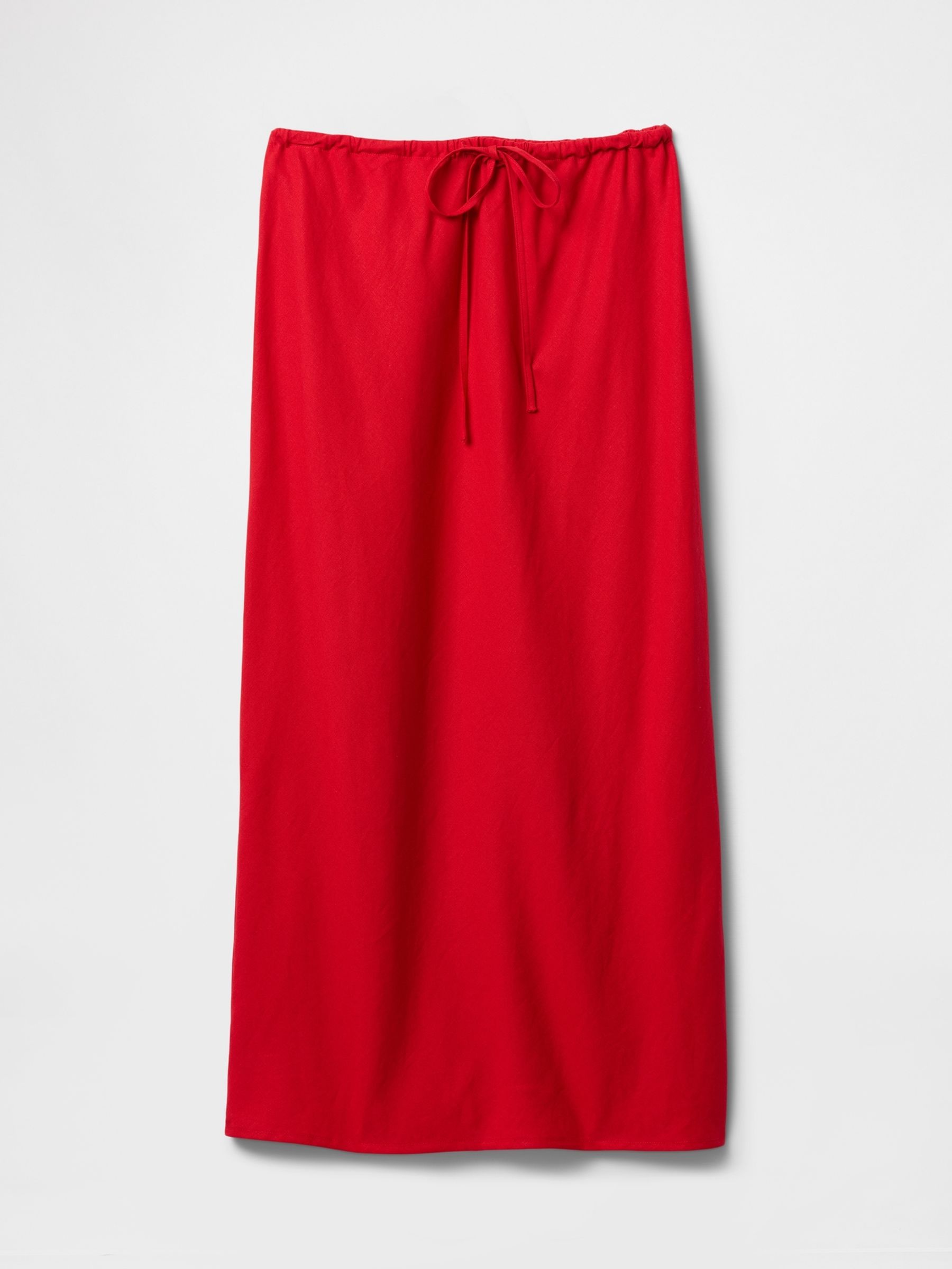 Red Heavyweight Linen-Blend Midi Skirt - Image 4 of 5