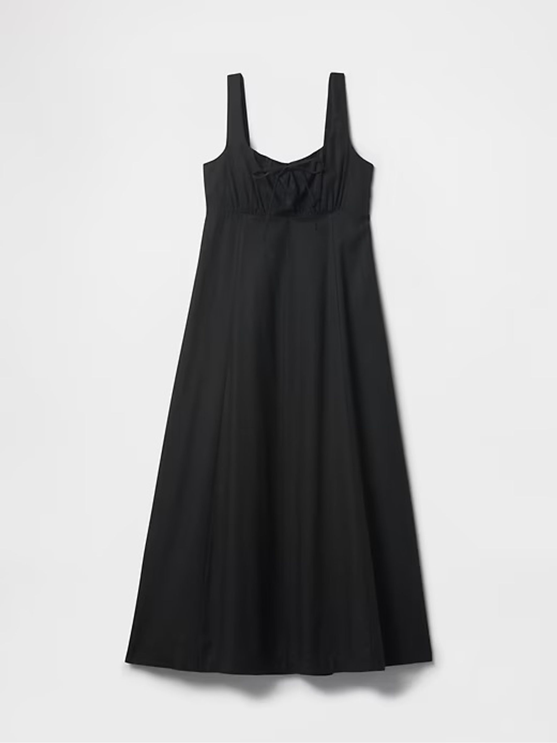 Black Linen-Blend Tie Front Midi Dress - Image 7 of 7