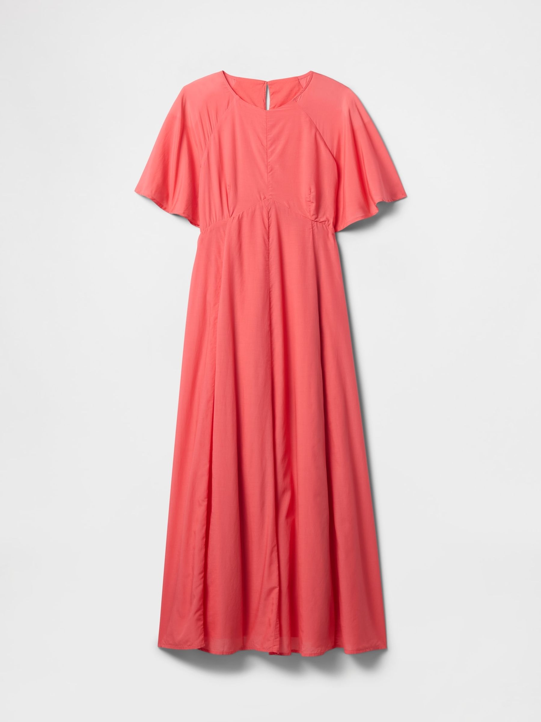 Coral Pink Voile Flutter-Sleeve Maxi Dress - Image 5 of 5