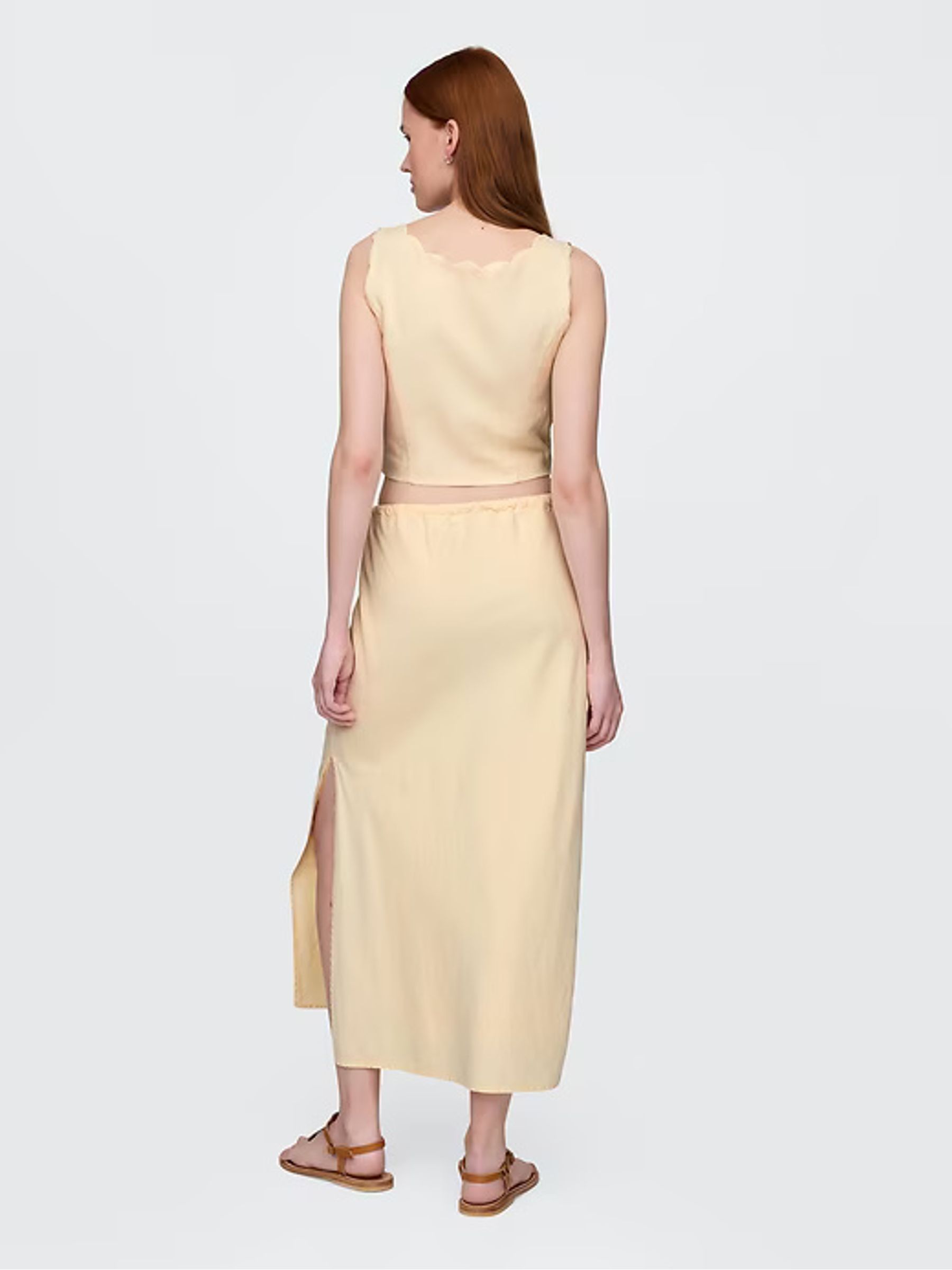 Yellow Heavyweight Linen-Blend Midi Skirt - Image 2 of 6