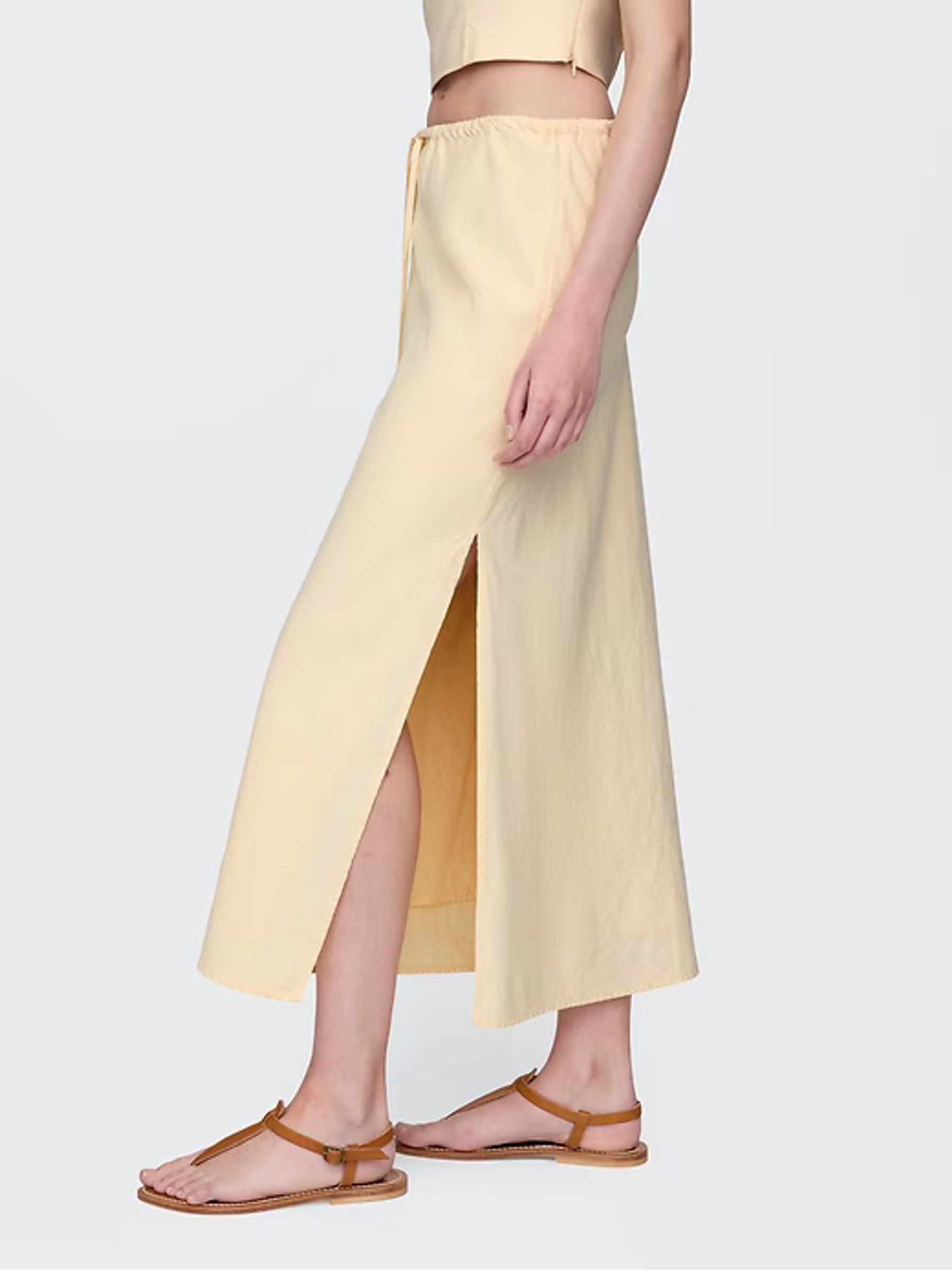 Yellow Heavyweight Linen-Blend Midi Skirt - Image 3 of 6