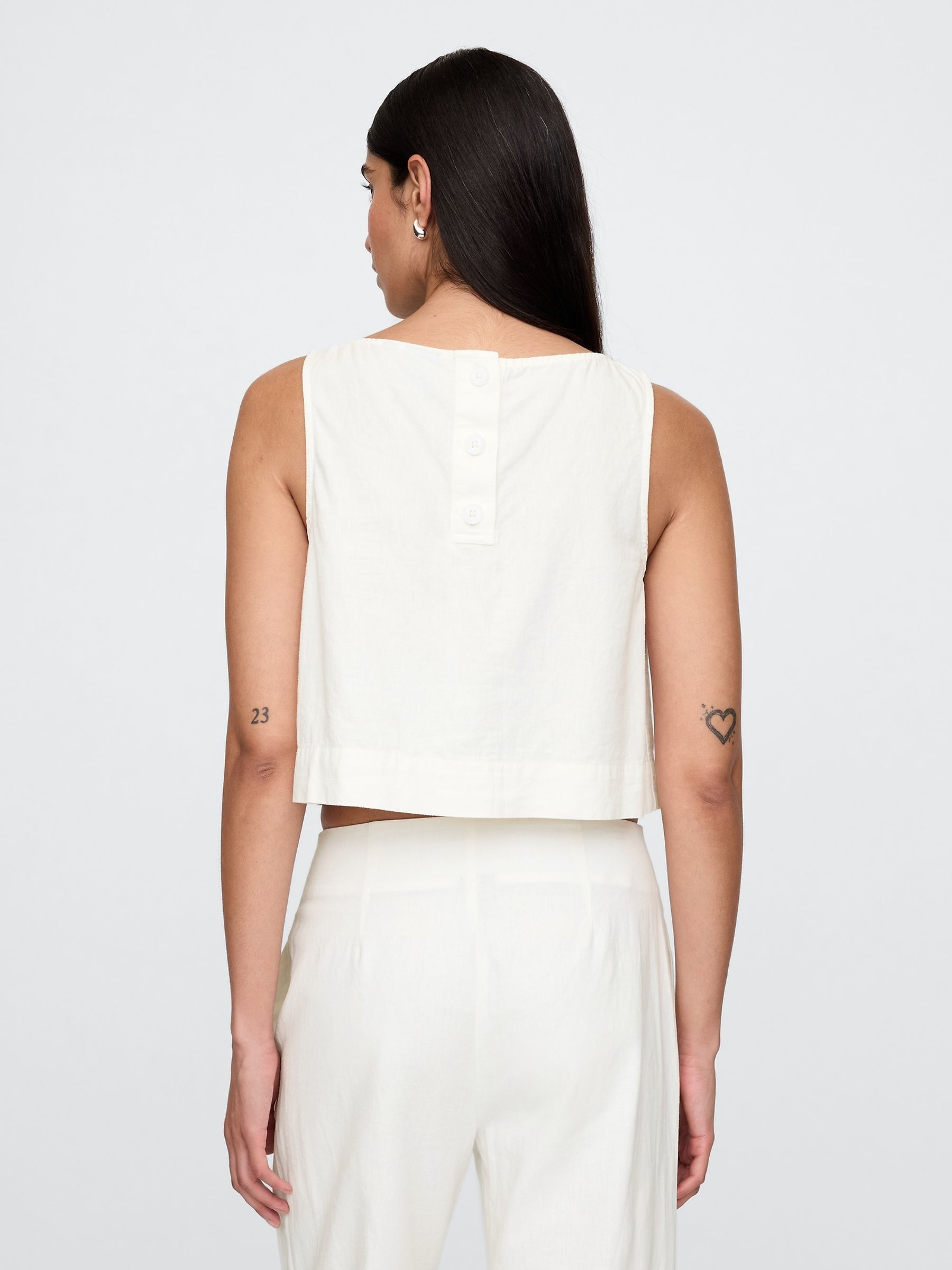 White Heavyweight Linen-Blend Shell Vest - Image 2 of 5