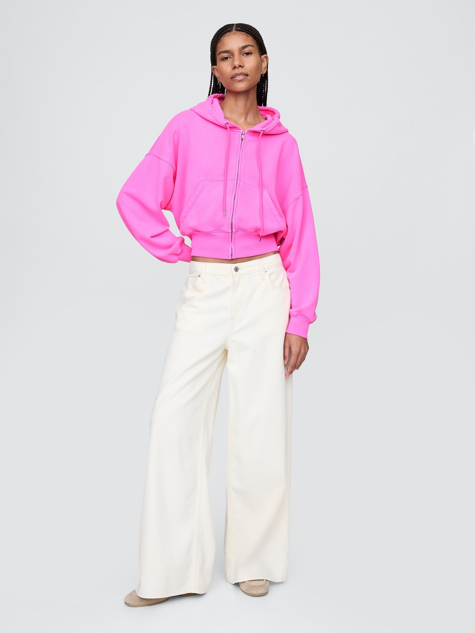 Pink Vintage Soft Full-Zip Wedge Hoodie - Image 3 of 4