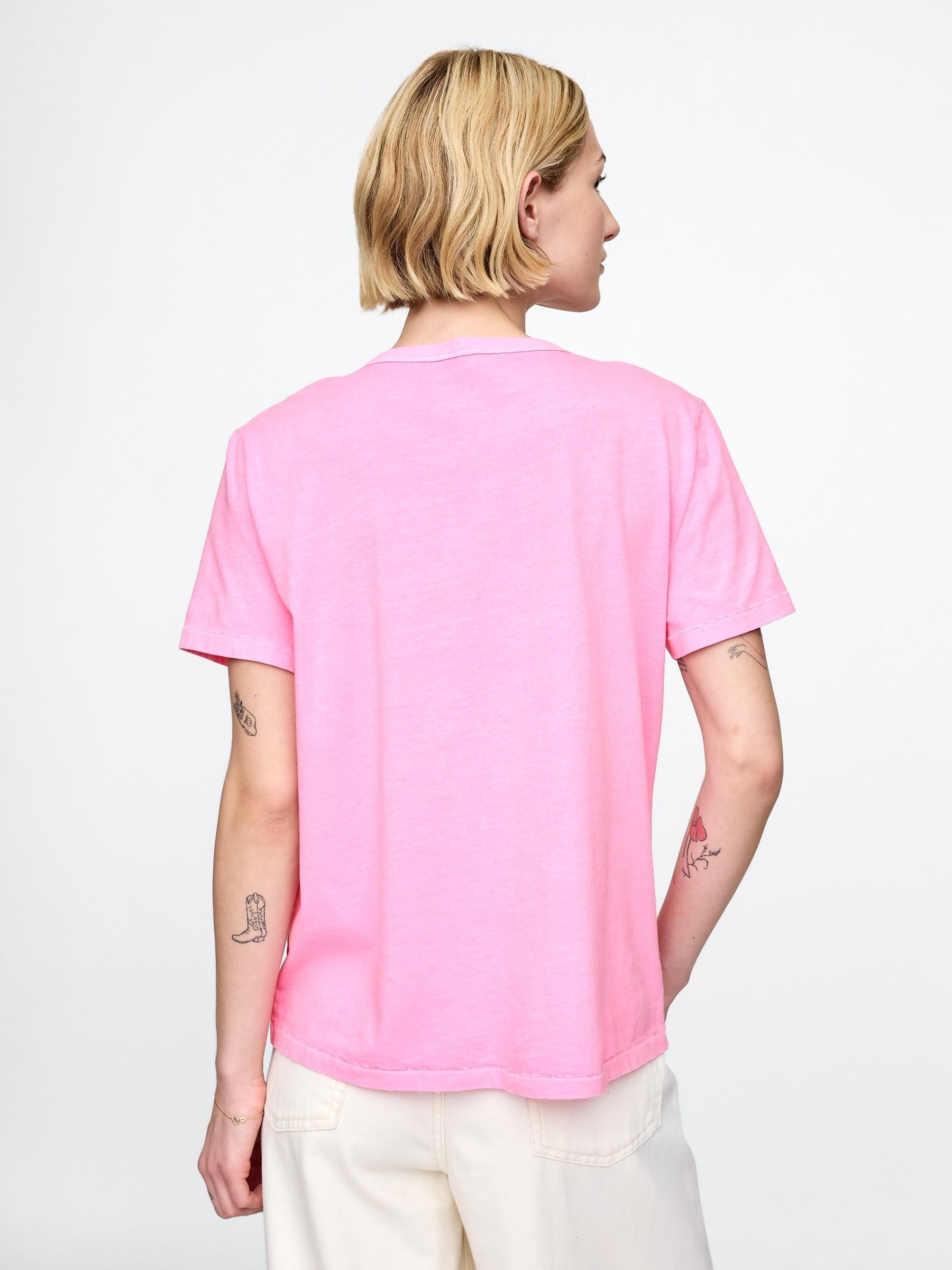 Pink Crew Neck Vintage Short Sleeve T-Shirt - Image 2 of 4