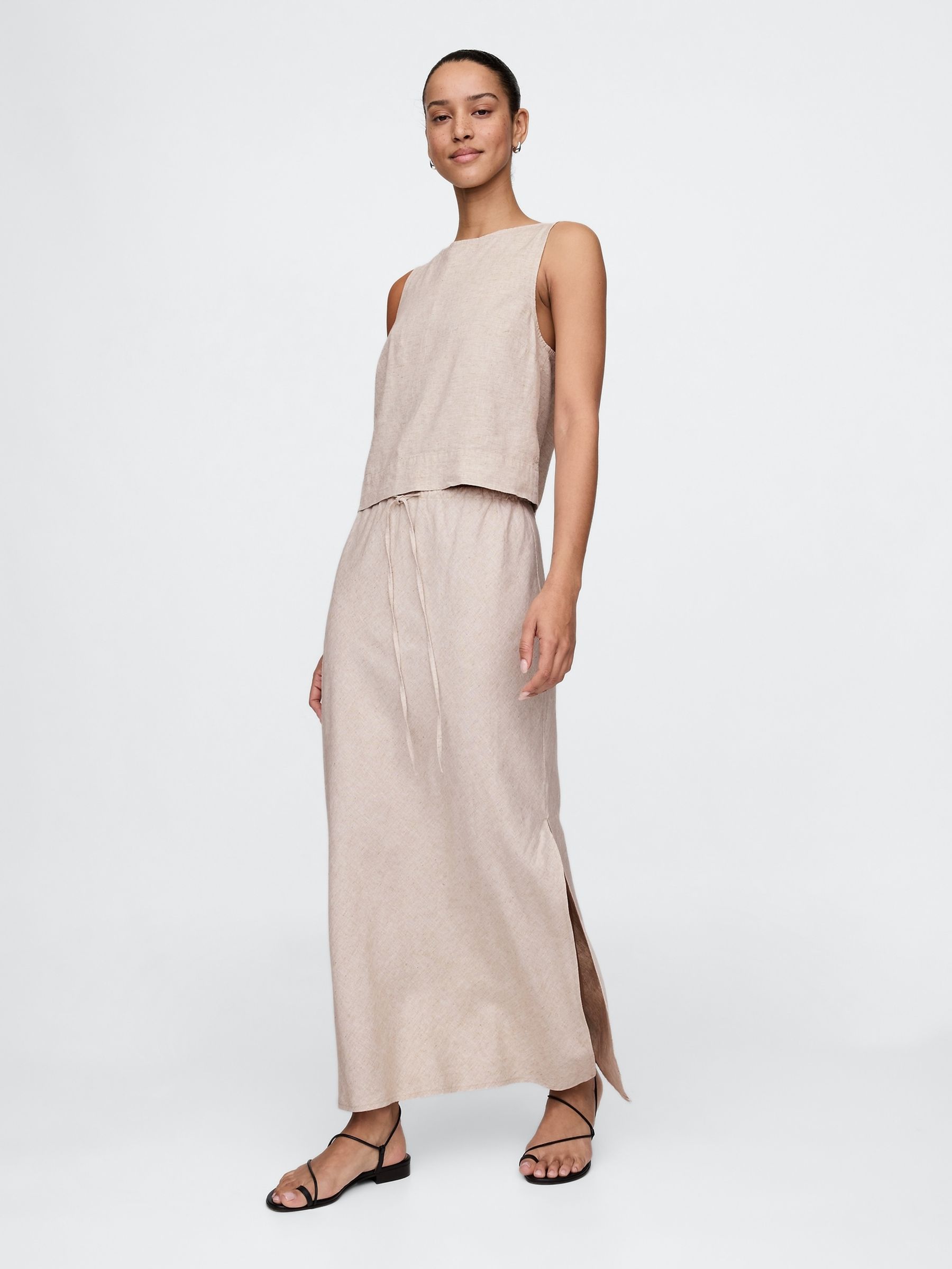 Beige Heavyweight Linen-Blend Shell Vest - Image 3 of 4