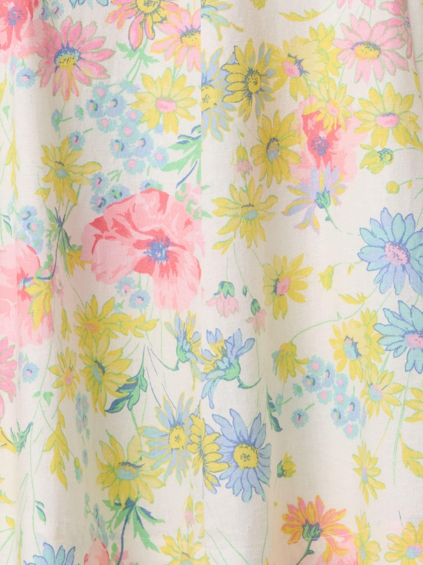 Cream Floral Heavyweight Square Neck Linen-Blend Mini Dress - Image 5 of 5